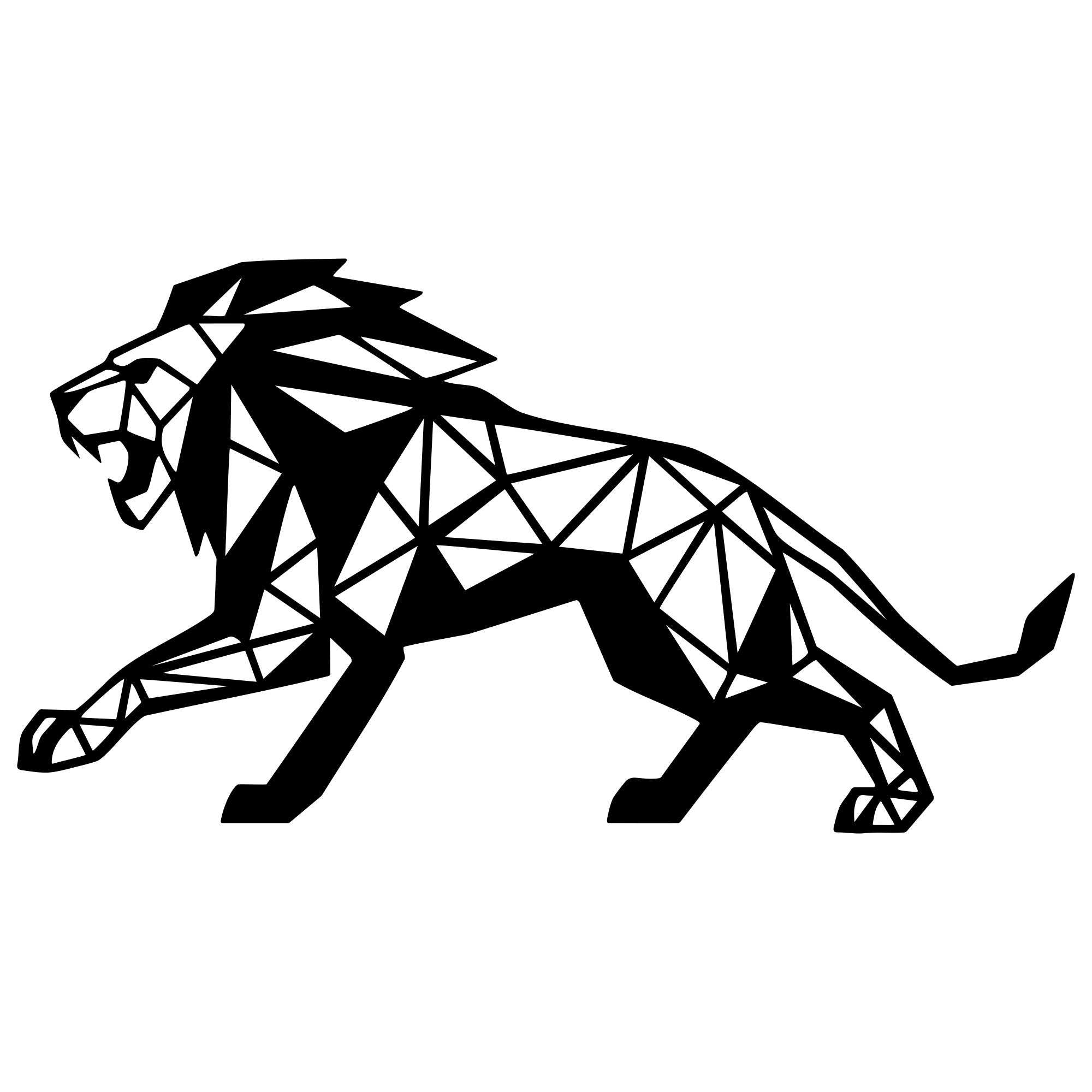 Geometric Lion DXF File – CNC Cutting Design | AWLION1334