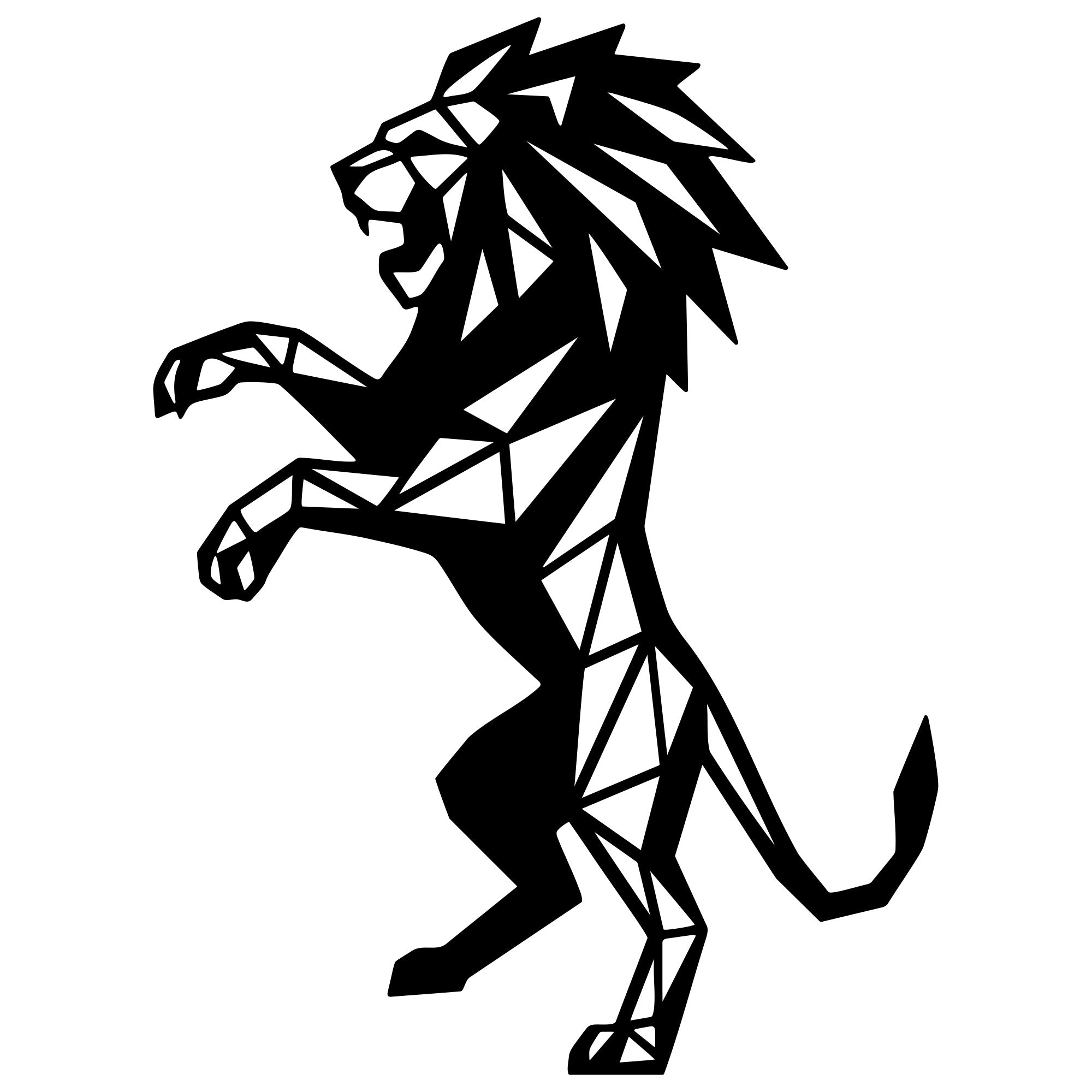 Geometric Lion DXF File – CNC Cutting Design | AWLION1335