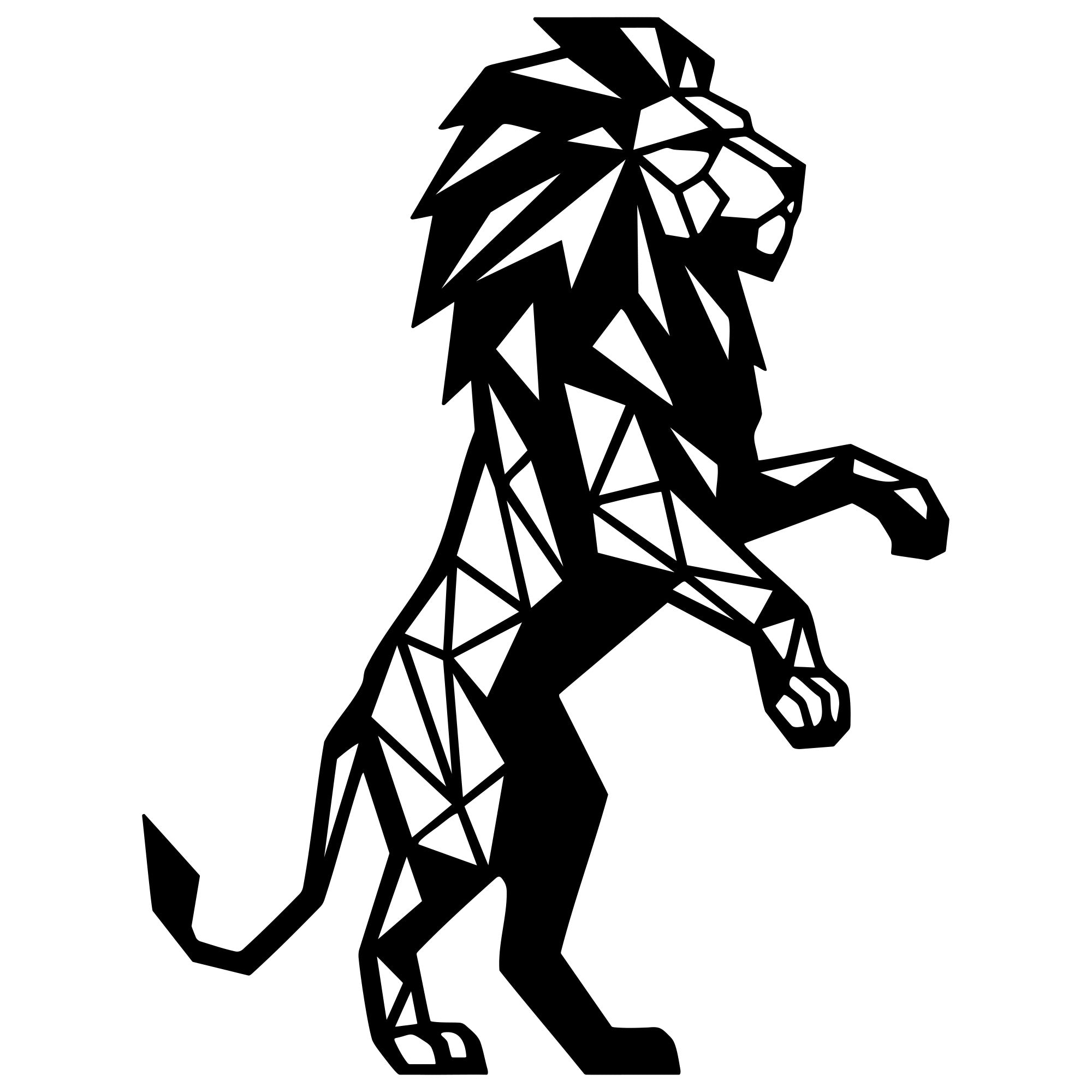 Geometric Lion DXF File – CNC Cutting Design | AWLION1336