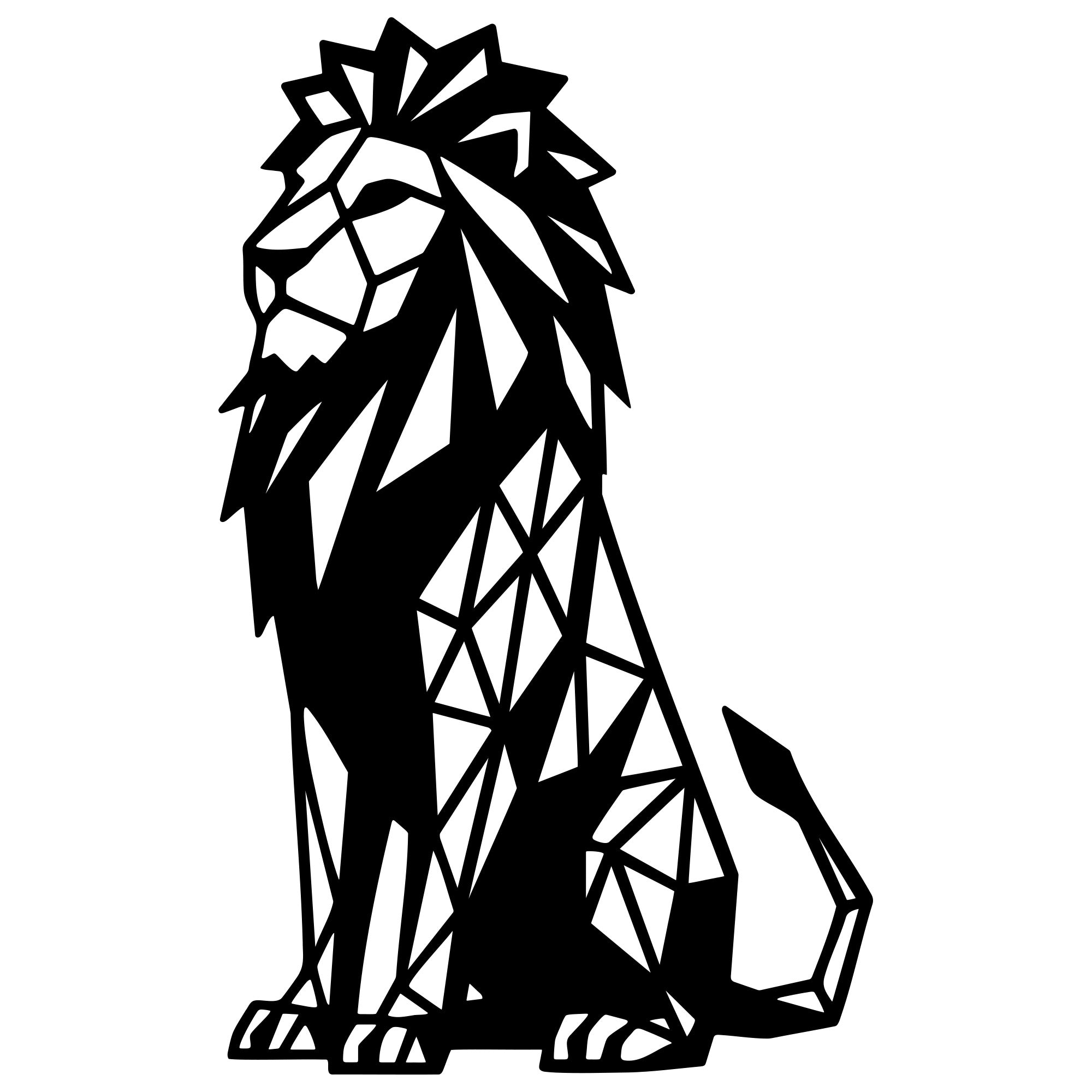 Geometric Lion DXF File – CNC Cutting Design | AWLION1337