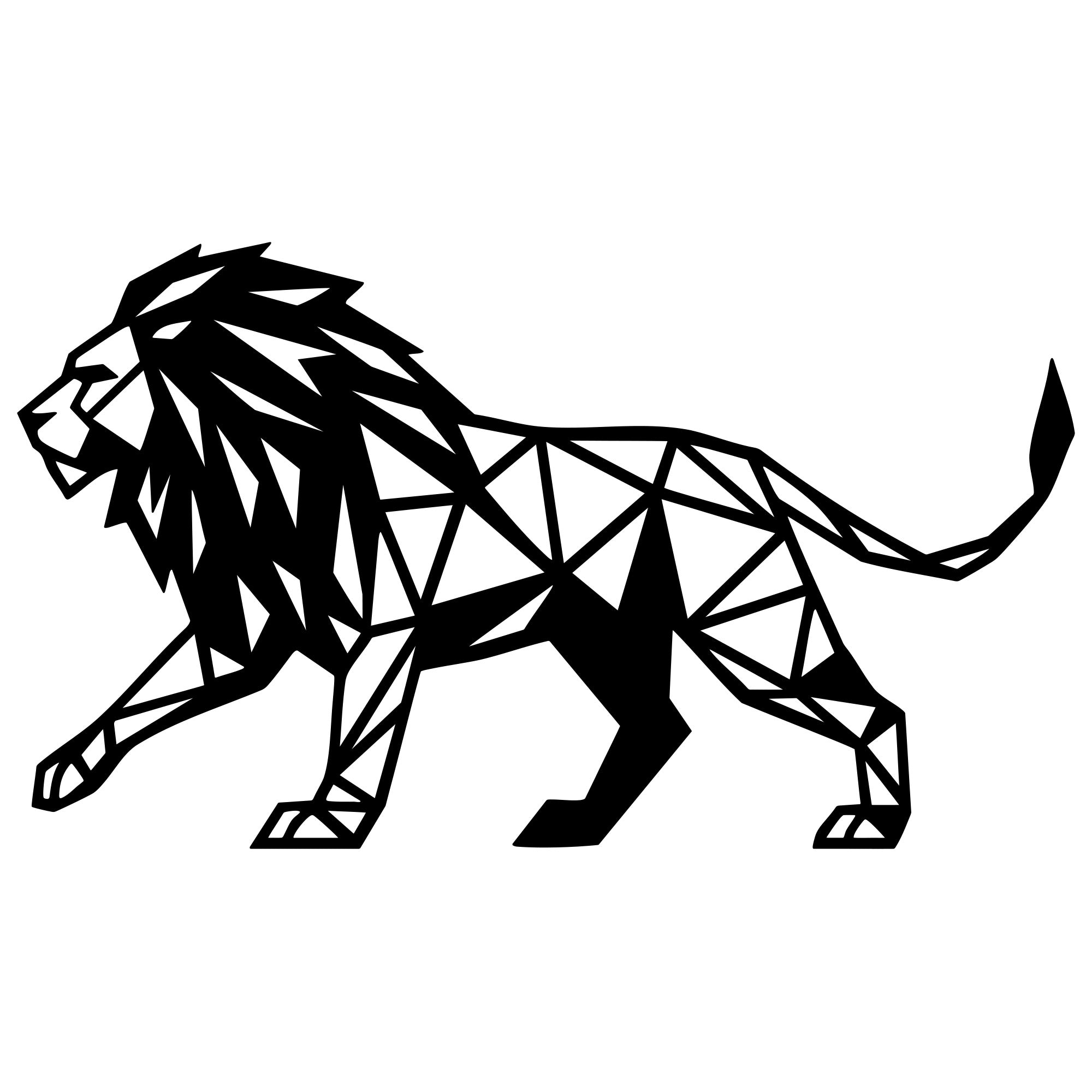 Geometric Lion DXF File – CNC Cutting Design | AWLION1341