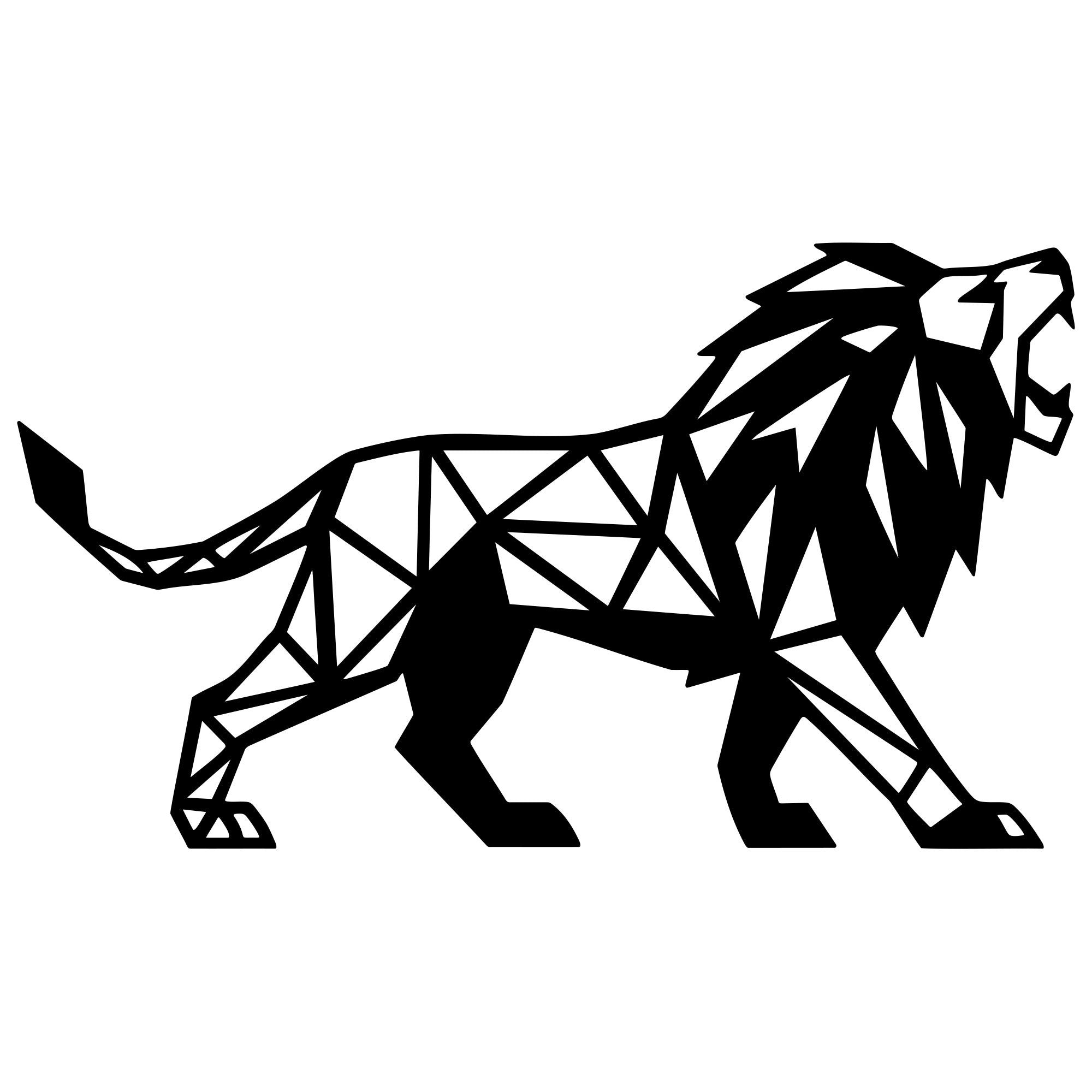 Geometric Lion DXF File – CNC Cutting Design | AWLION1342