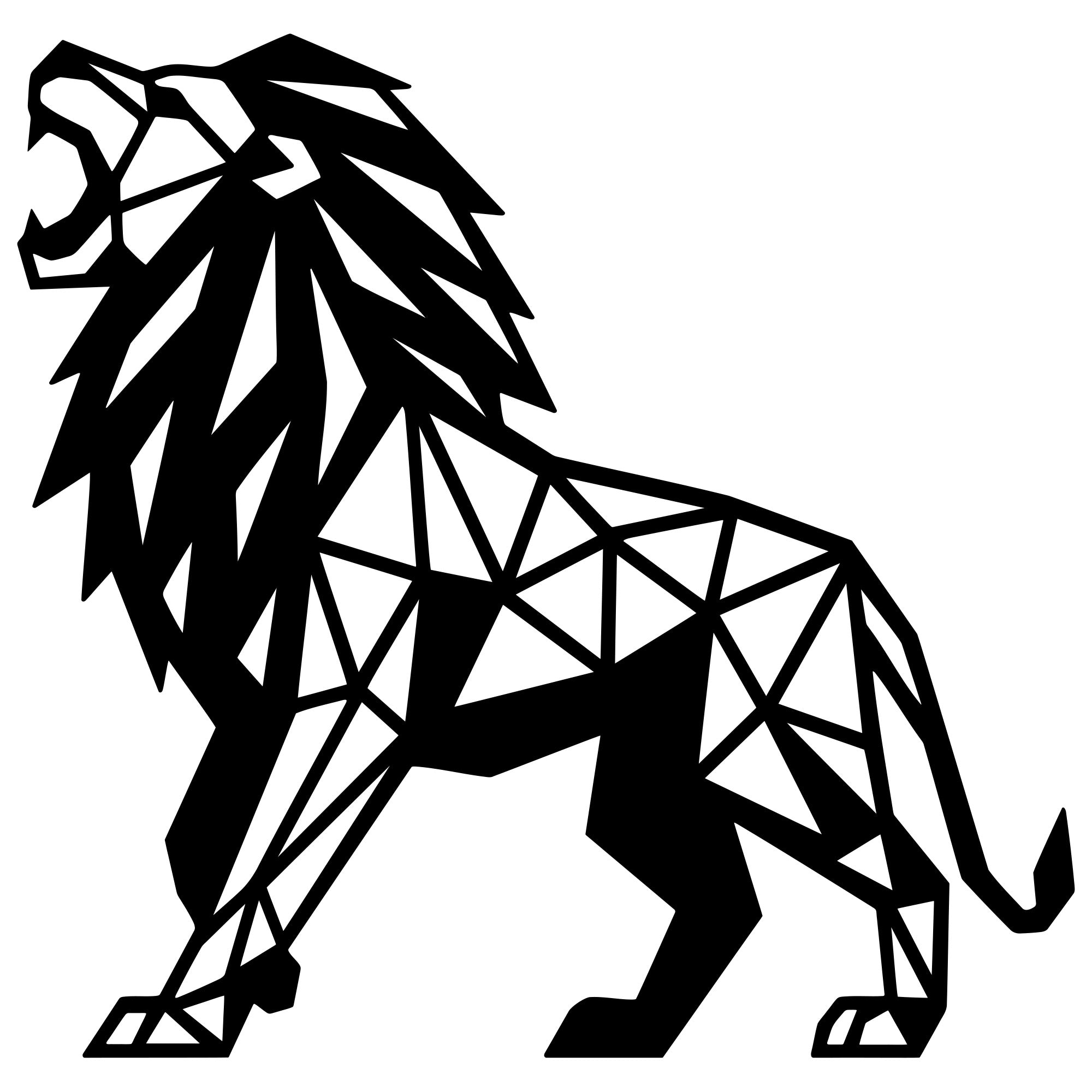 Geometric Lion DXF File – CNC Cutting Design | AWLION1344