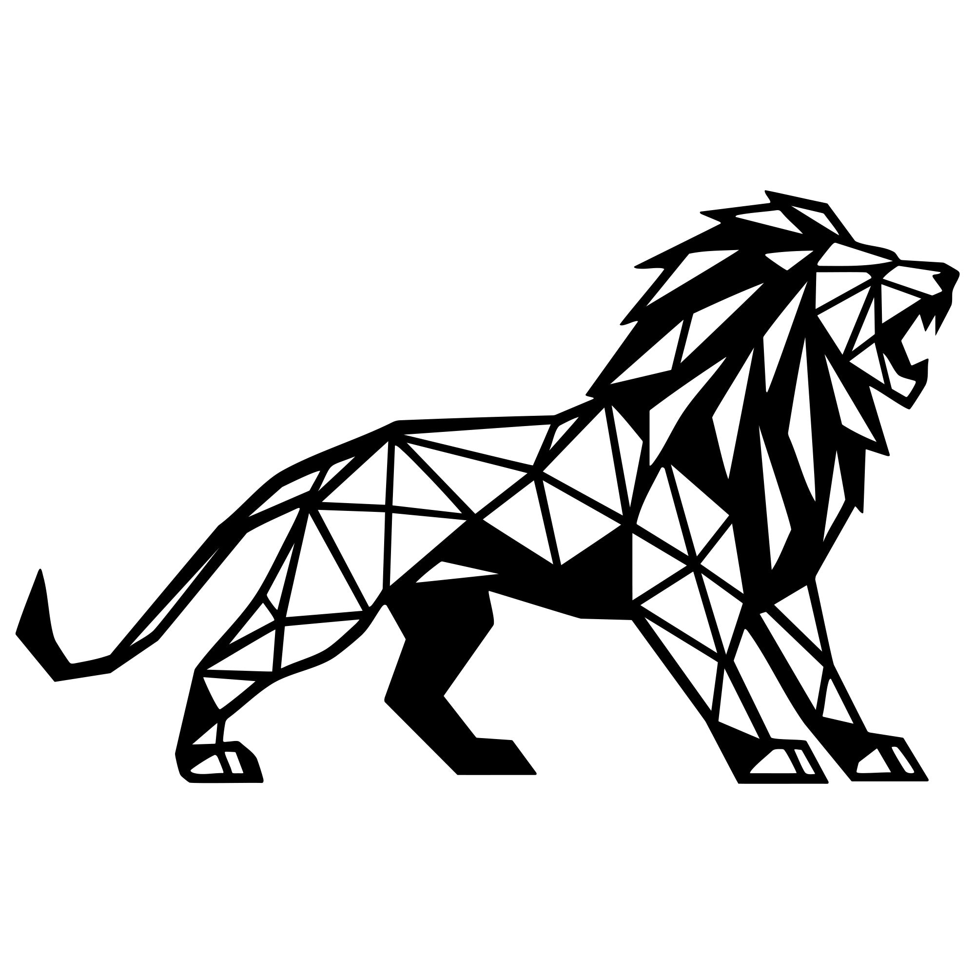 Geometric Lion DXF File – CNC Cutting Design | AWLION1345