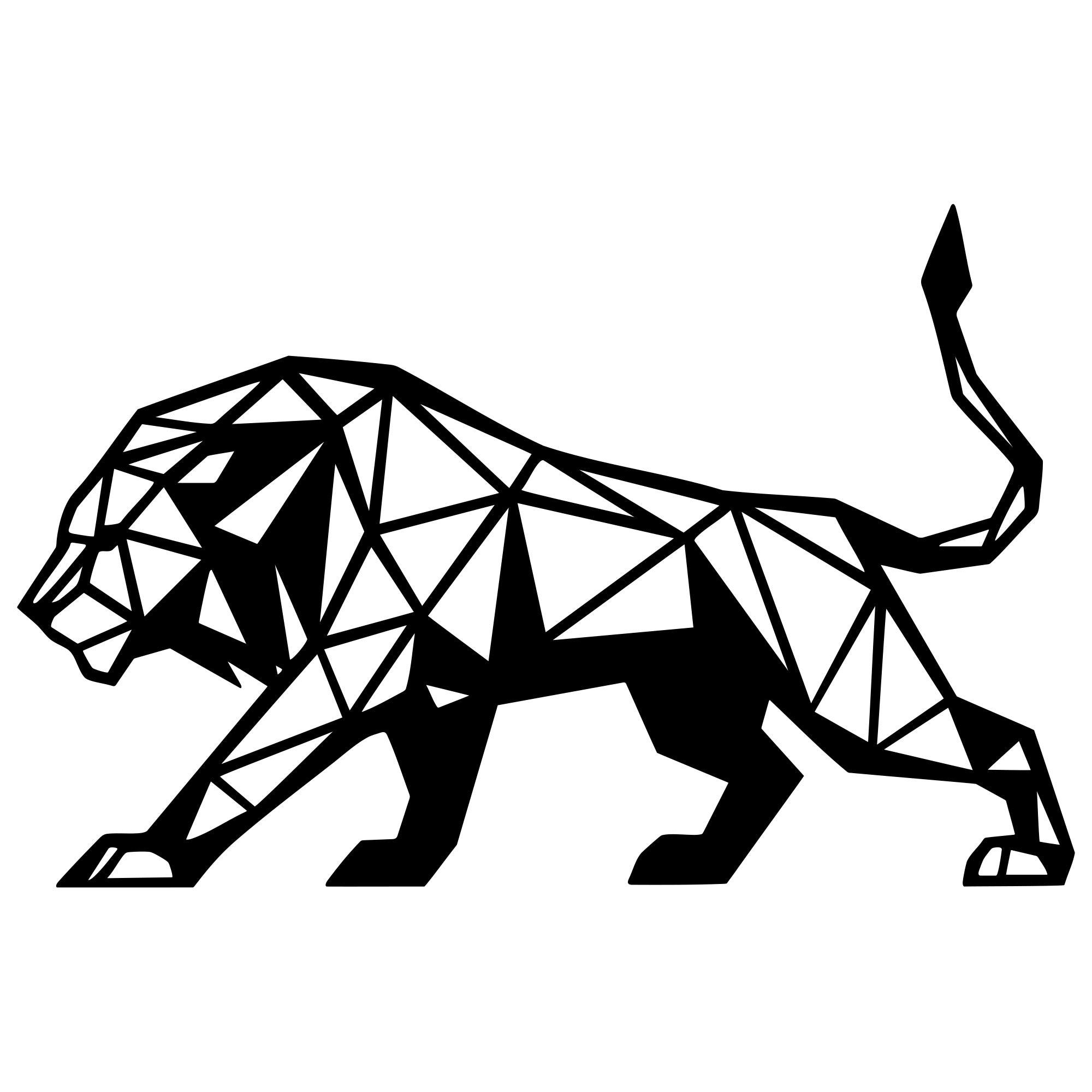 Geometric Lion DXF File – CNC Cutting Design | AWLION1348