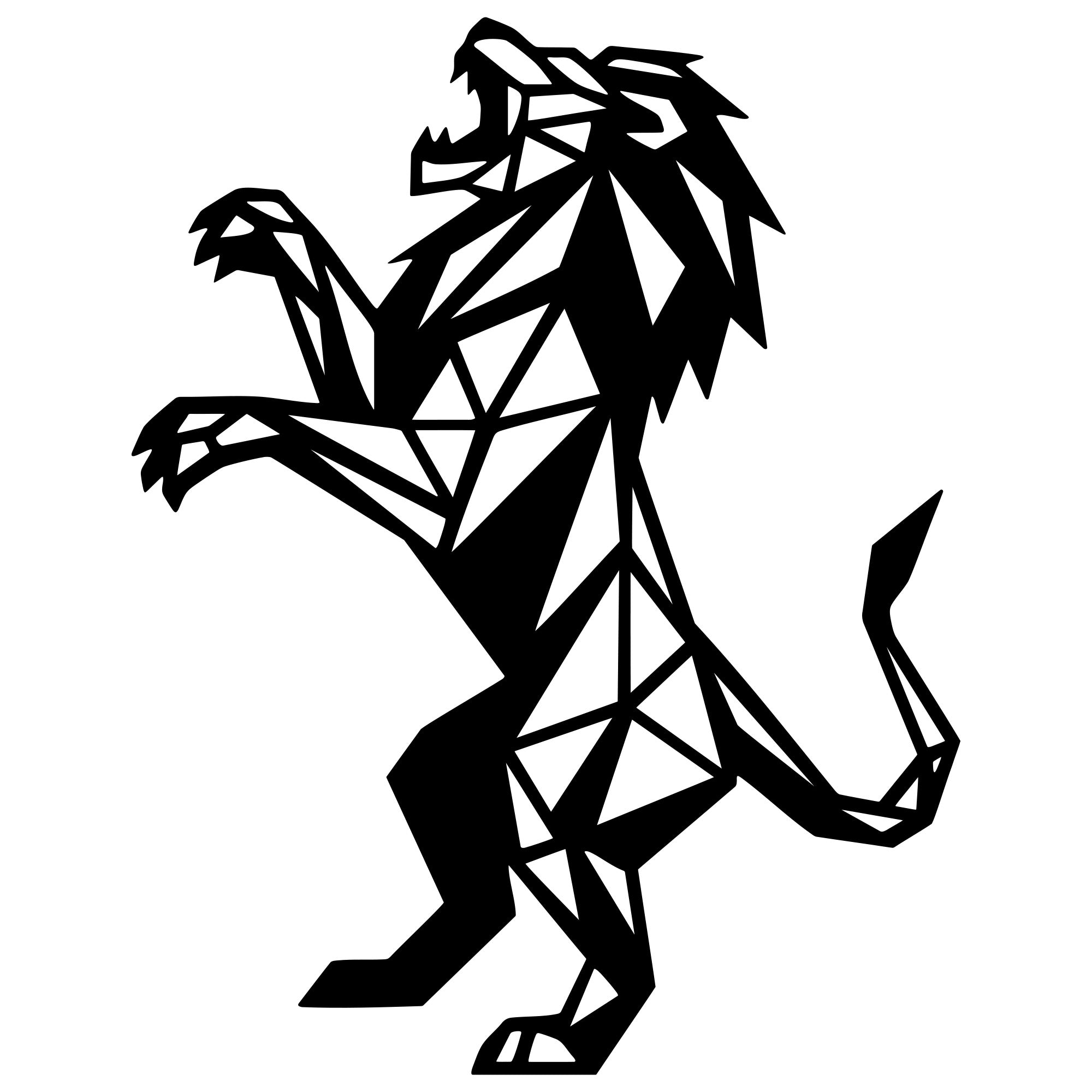 Geometric Lion DXF File – CNC Cutting Design | AWLION1349