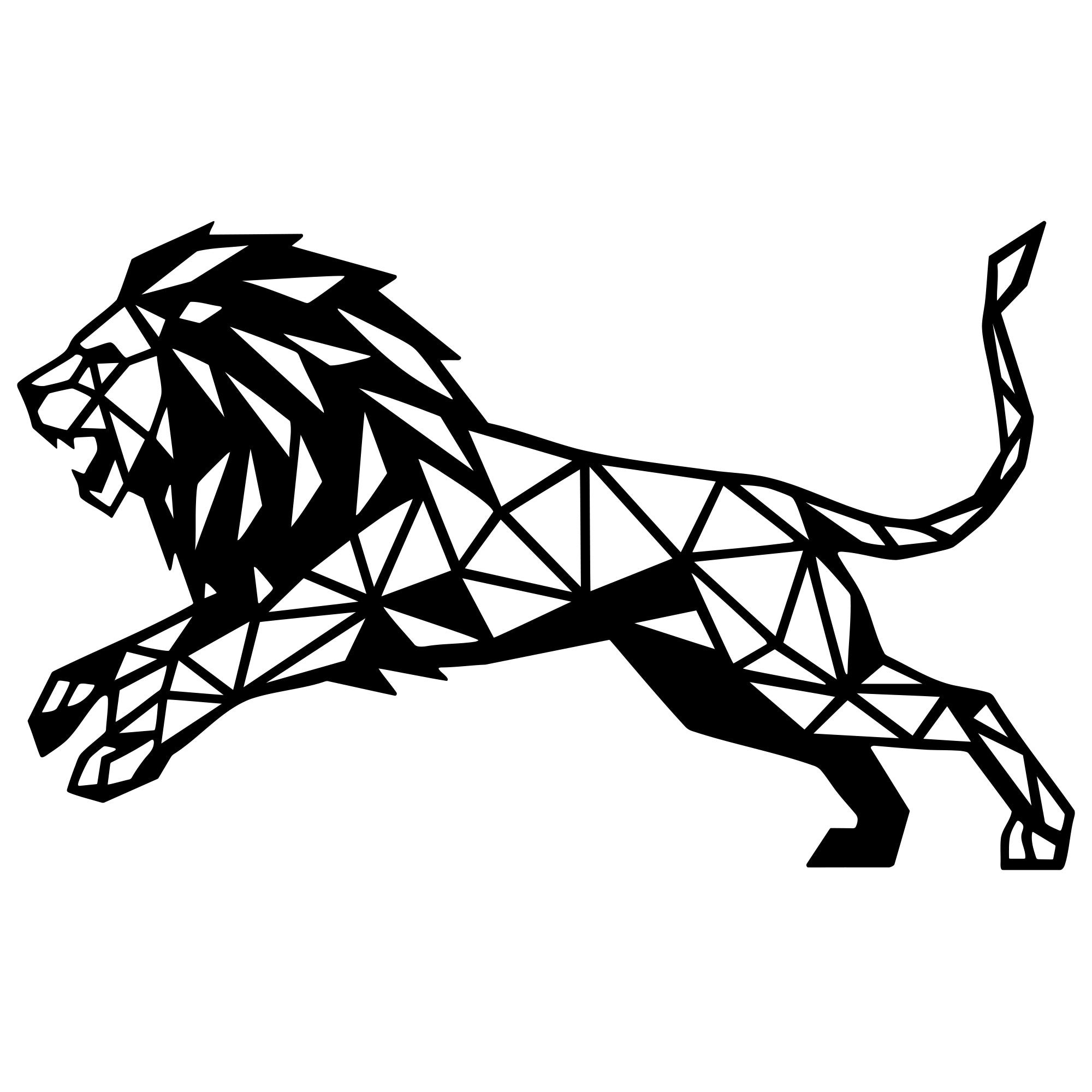 Geometric Lion DXF File – CNC Cutting Design | AWLION1351