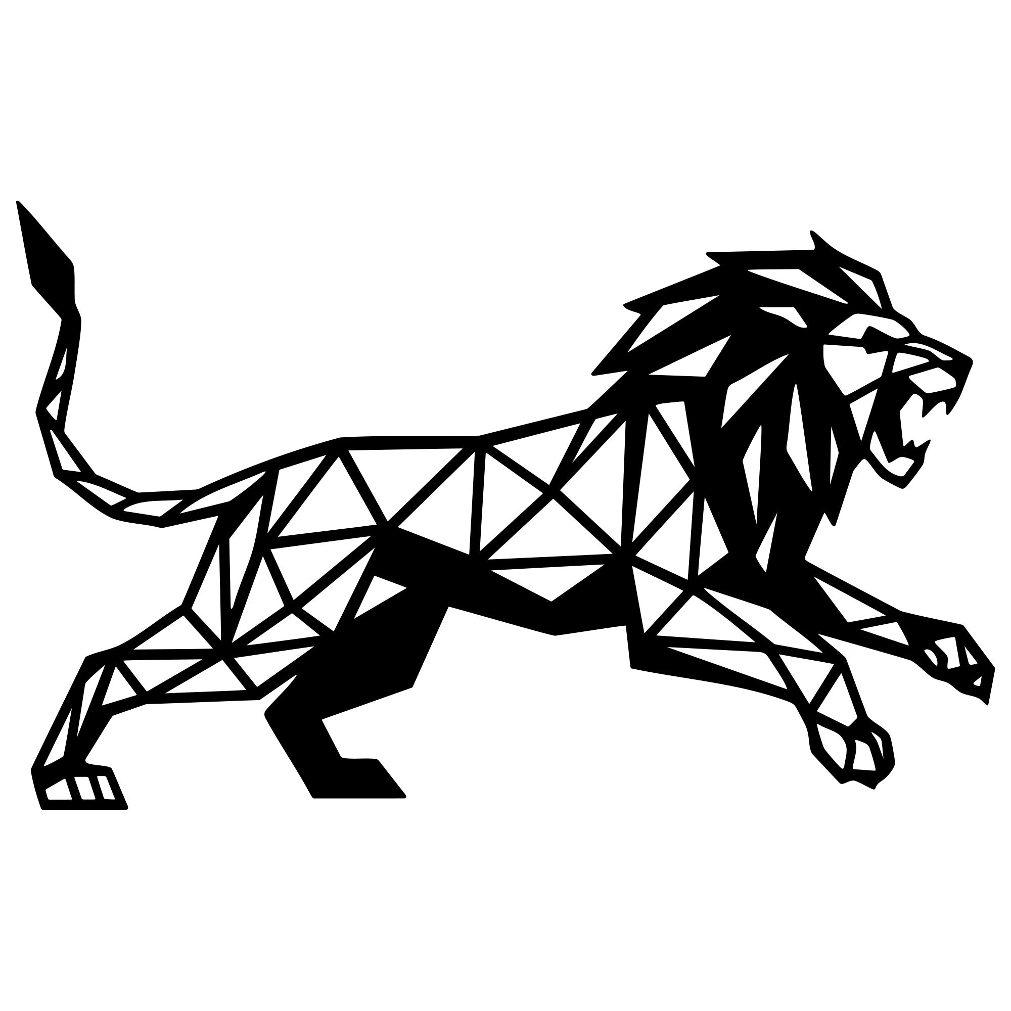 Geometric Lion DXF File – CNC Cutting Design | AWLION1352