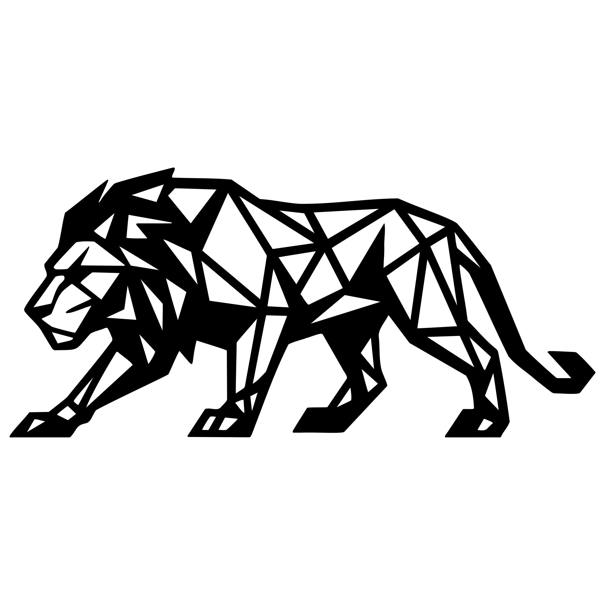 Geometric Lion DXF File – CNC Cutting Design | AWLION1355