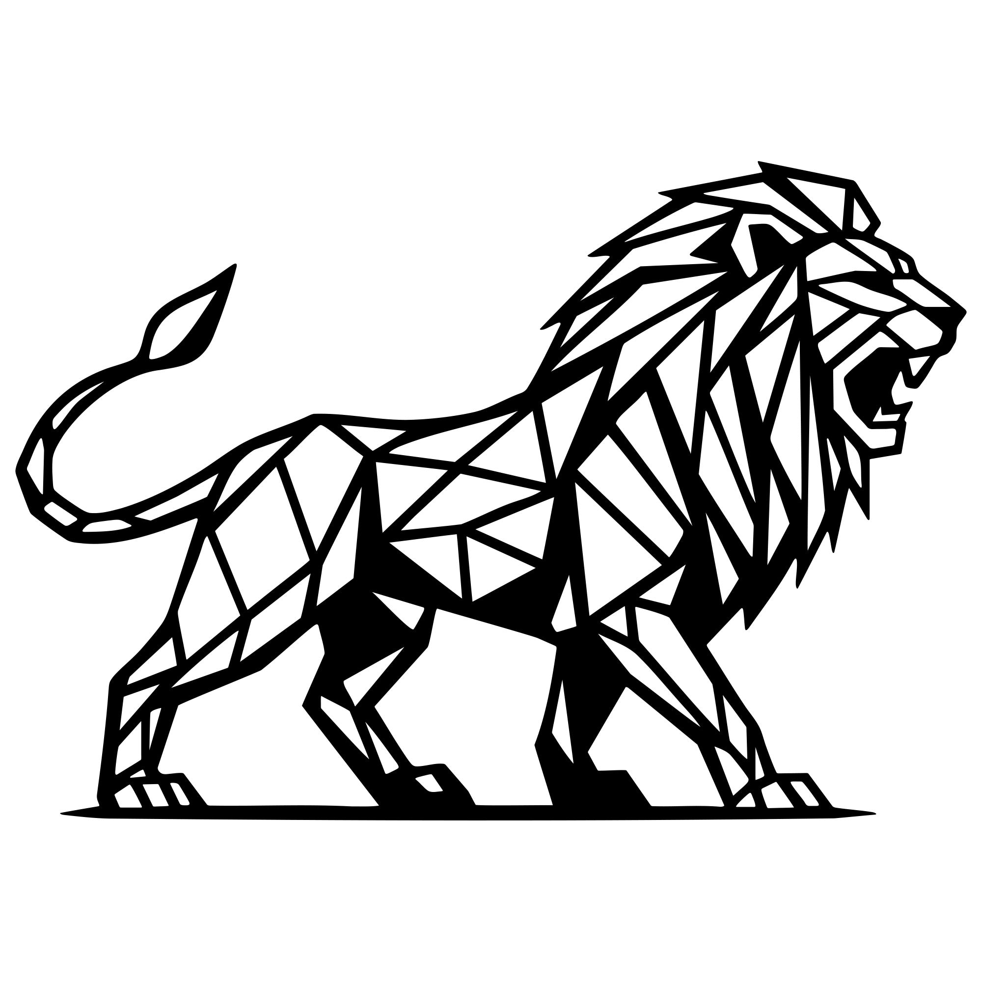 Geometric Lion DXF File – CNC Cutting Design | AWLION1356