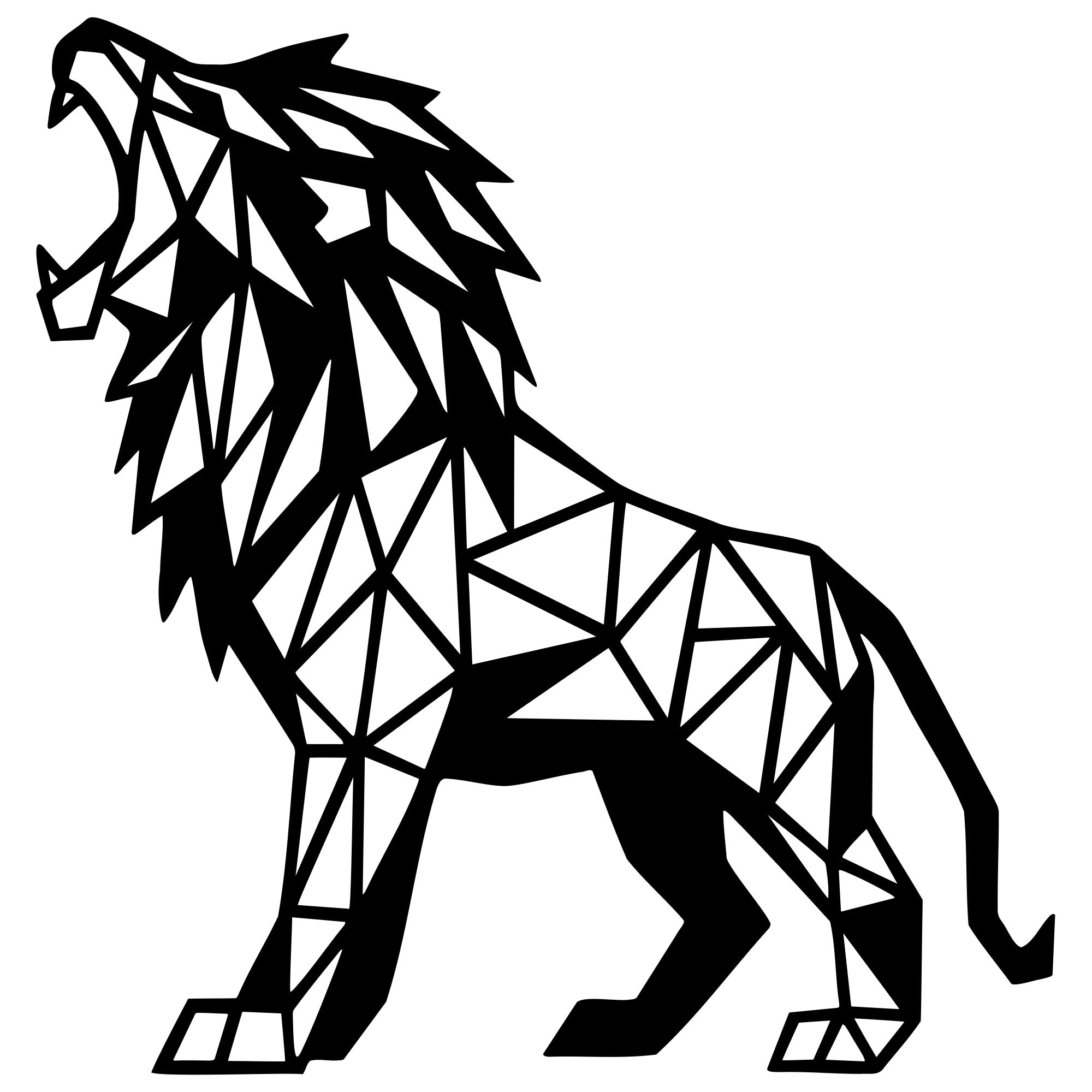 Geometric Lion DXF File – CNC Cutting Design | AWLION1357