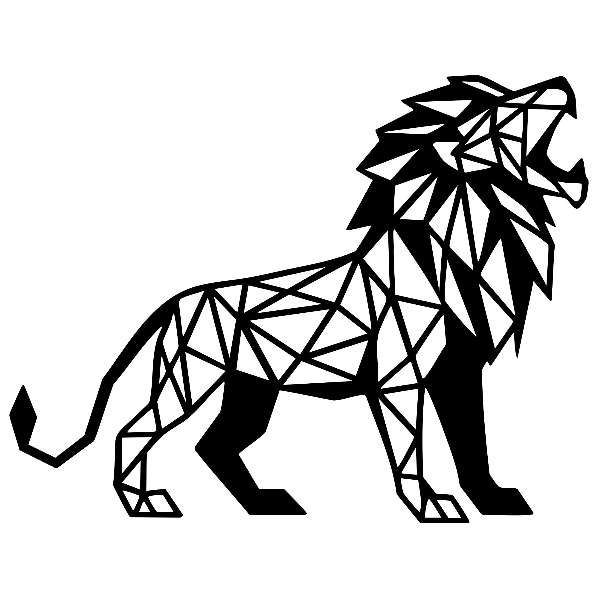 Geometric Lion DXF File – CNC Cutting Design | AWLION1358