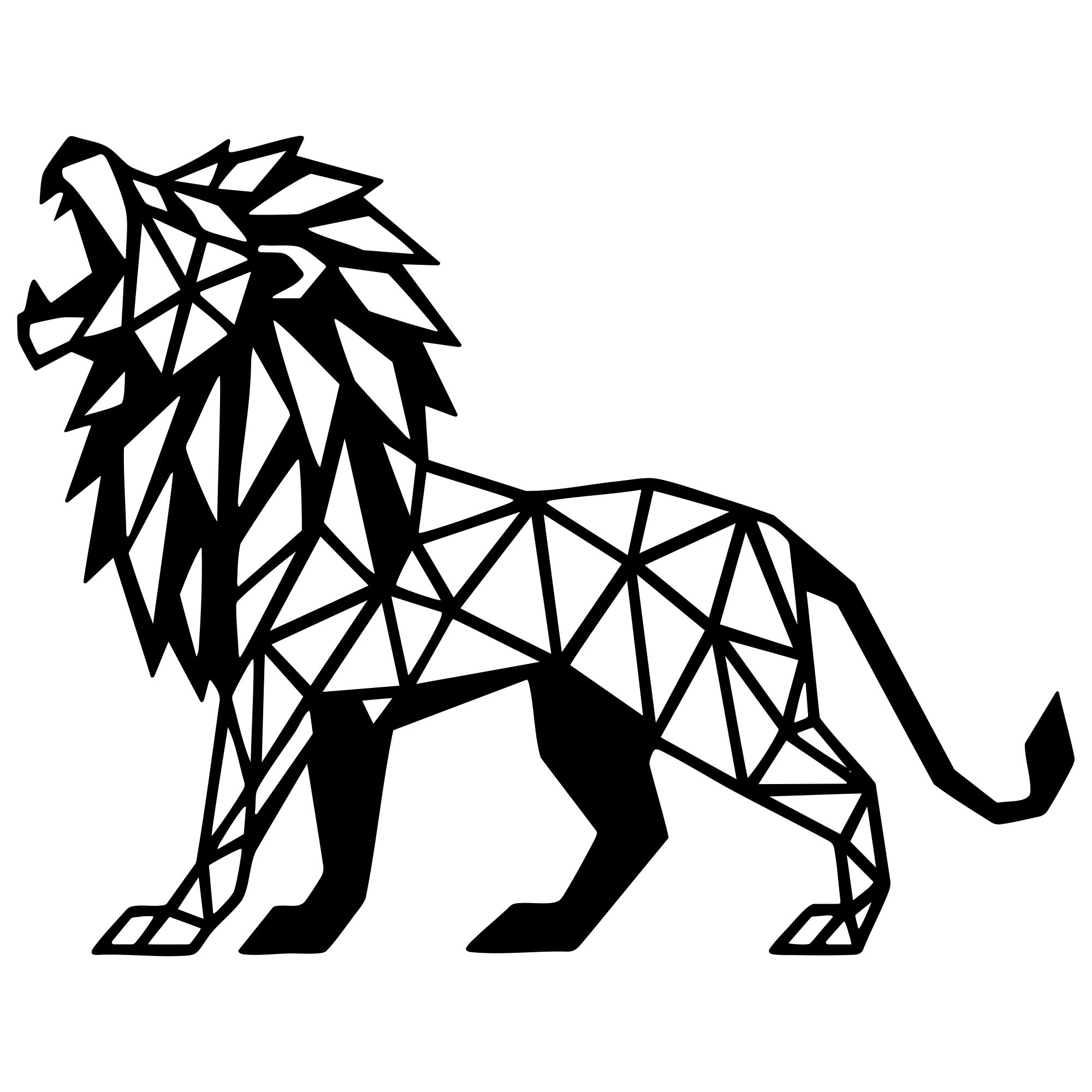 Geometric Lion DXF File – CNC Cutting Design | AWLION1359