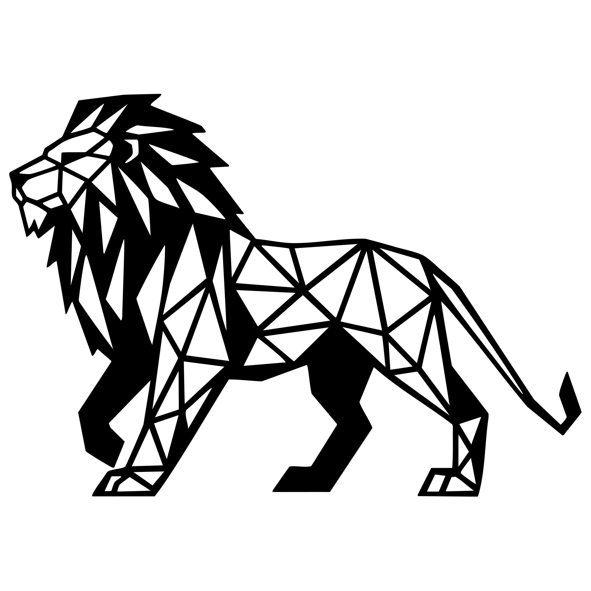 Geometric Lion DXF File – CNC Cutting Design | AWLION1363