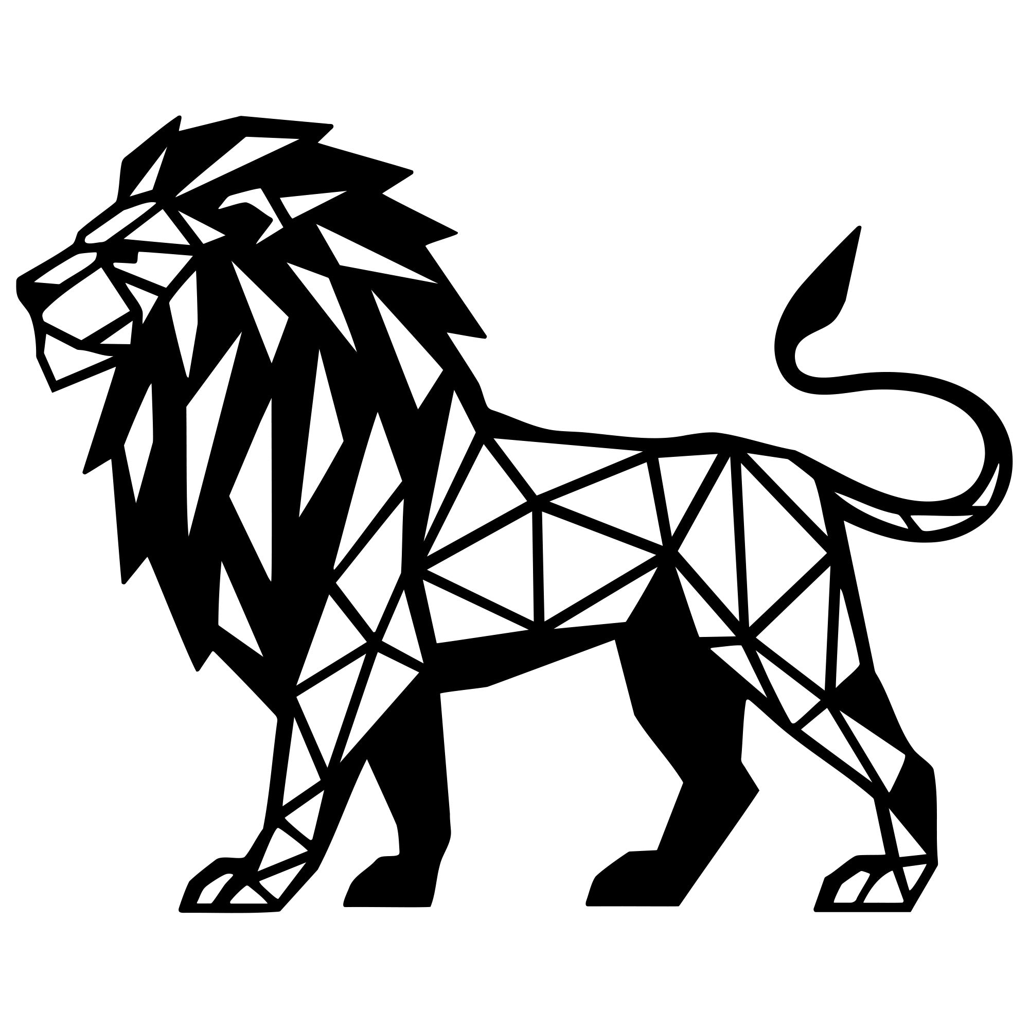 Geometric Lion DXF File – CNC Cutting Design | AWLION1365
