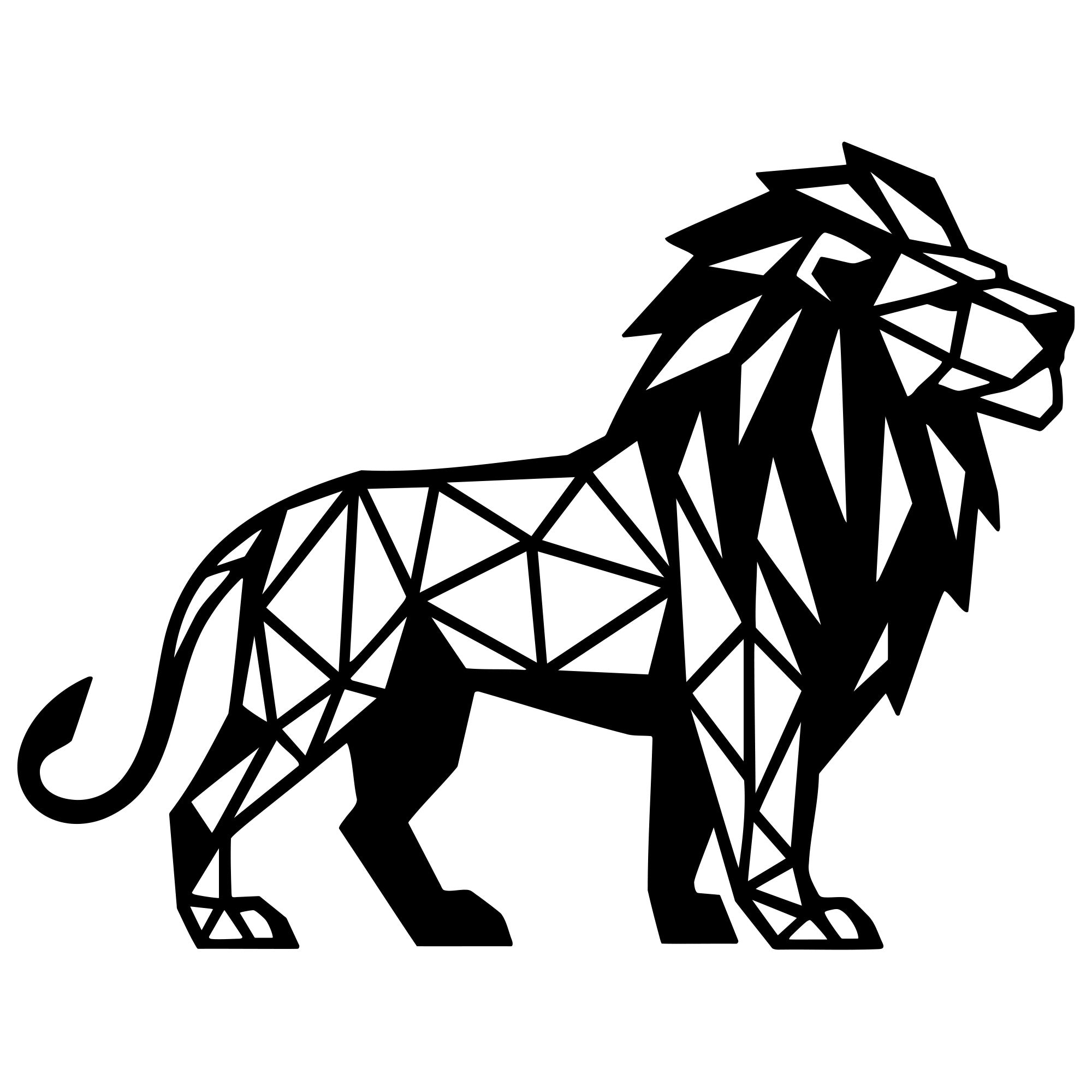 Geometric Lion DXF File – CNC Cutting Design | AWLION1366