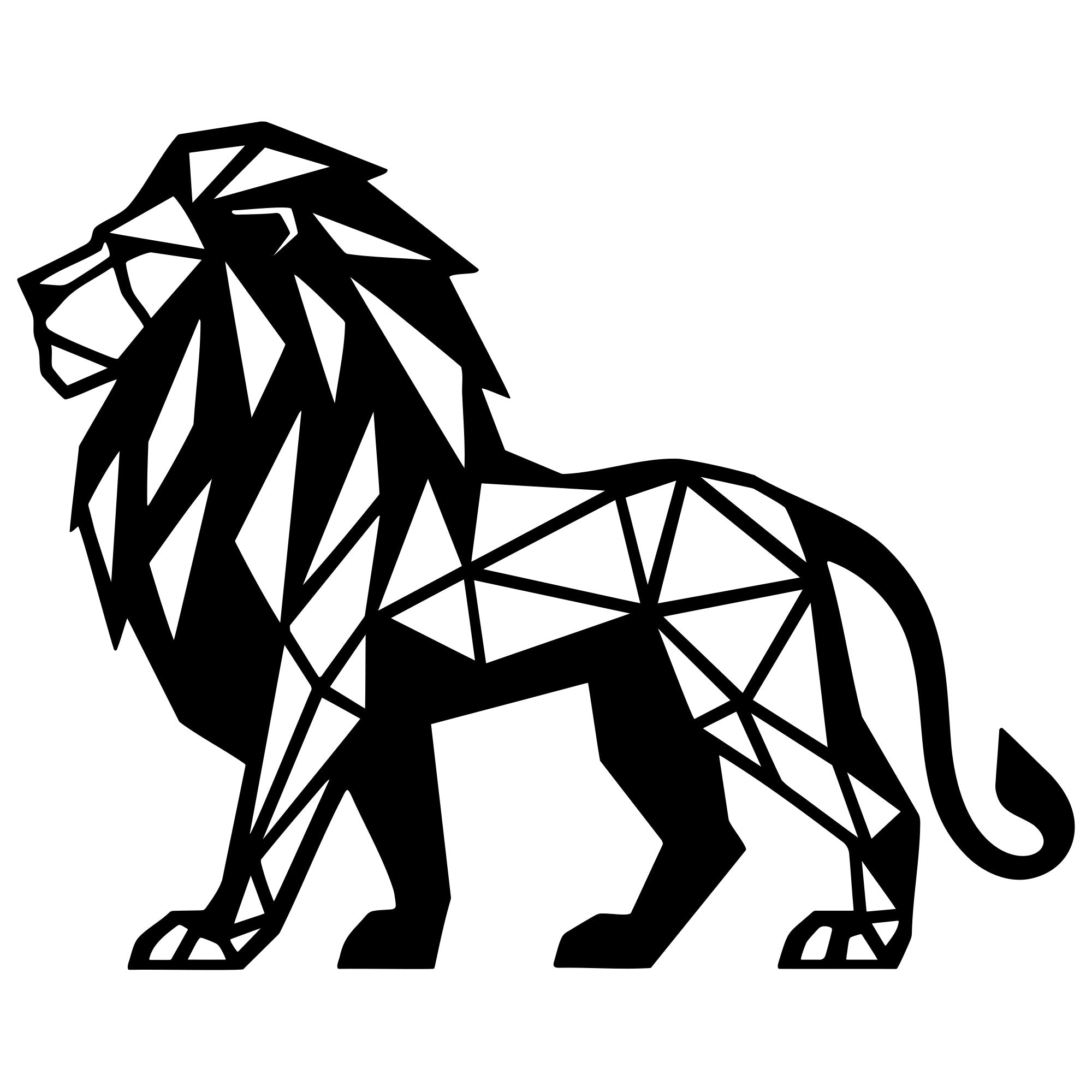 Geometric Lion DXF File – CNC Cutting Design | AWLION1367