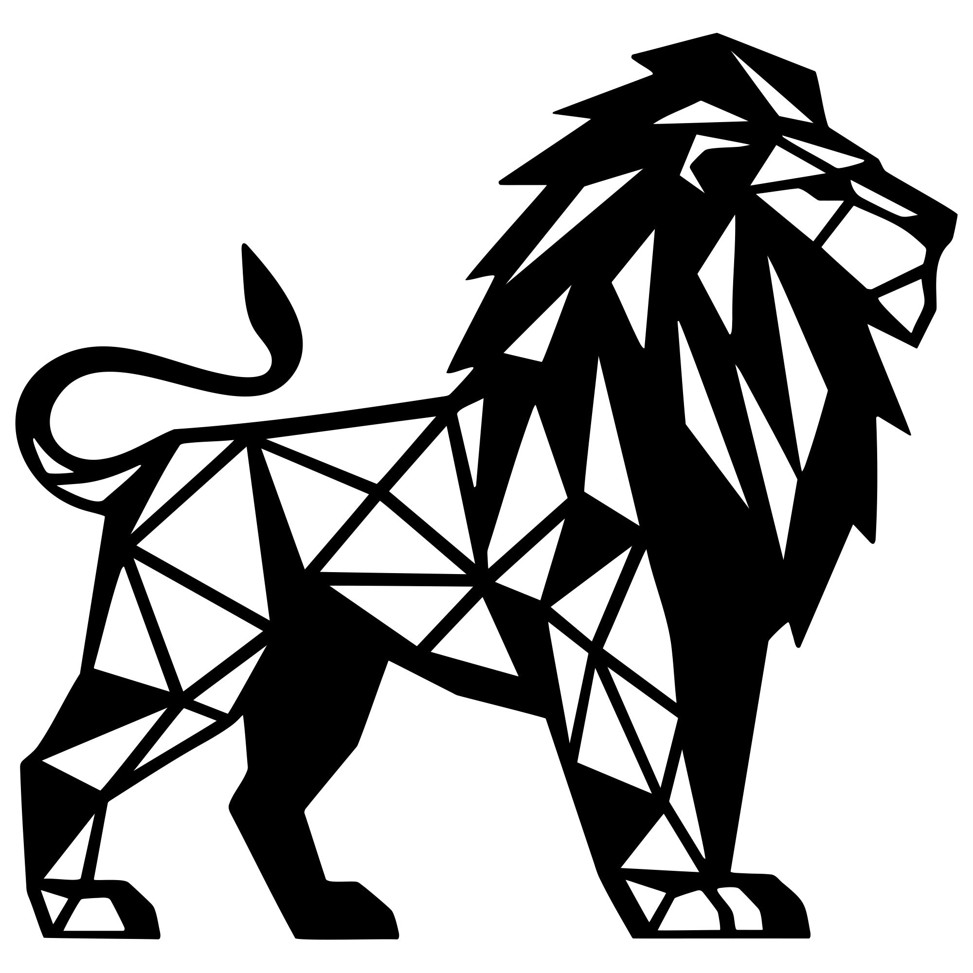Geometric Lion DXF File – CNC Cutting Design | AWLION1368