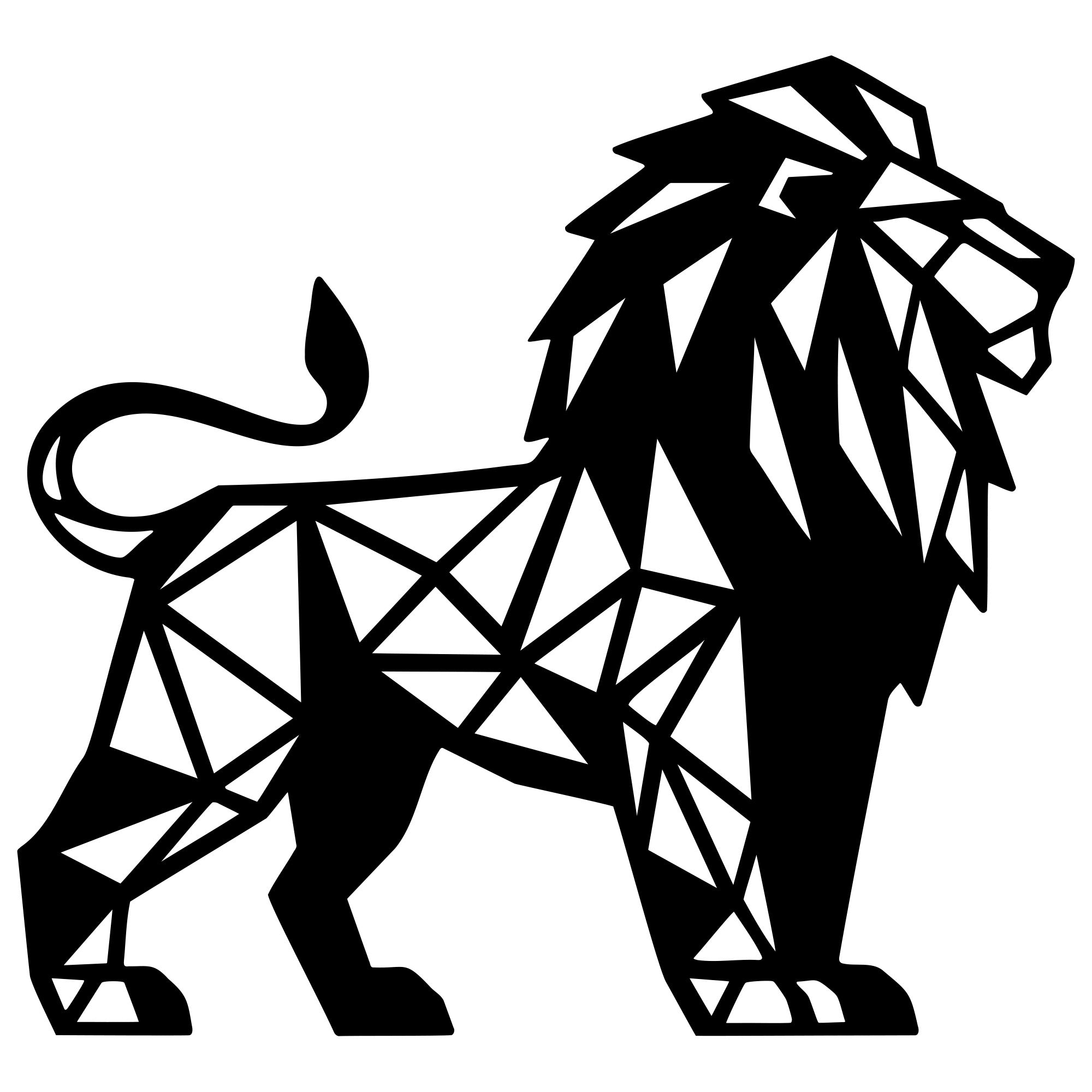 Geometric Lion DXF File – CNC Cutting Design | AWLION1370