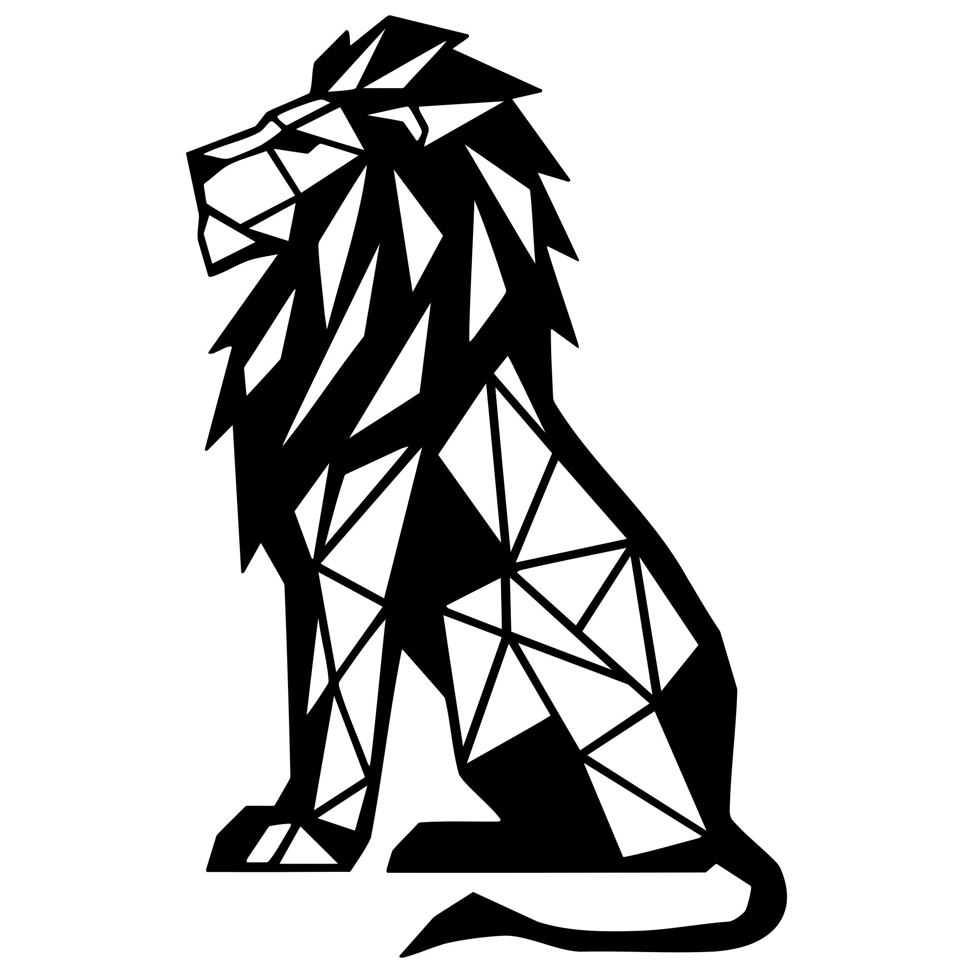 Geometric Lion DXF File – CNC Cutting Design | AWLION1371