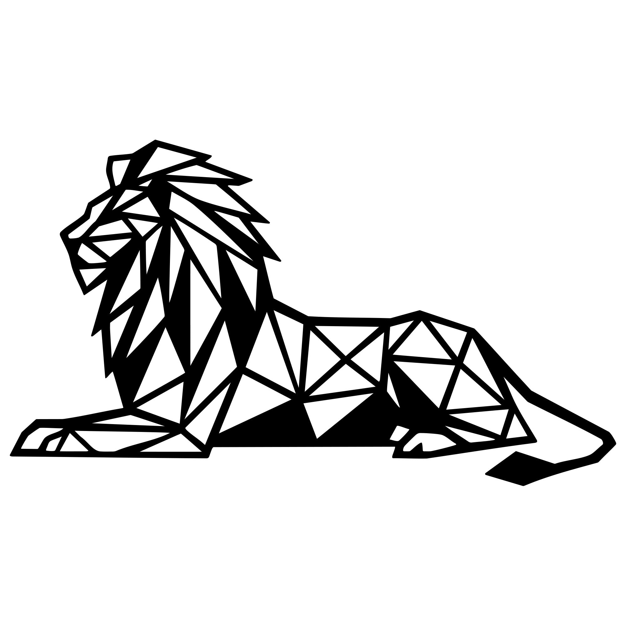 Geometric Lion DXF File – CNC Cutting Design | AWLION1374