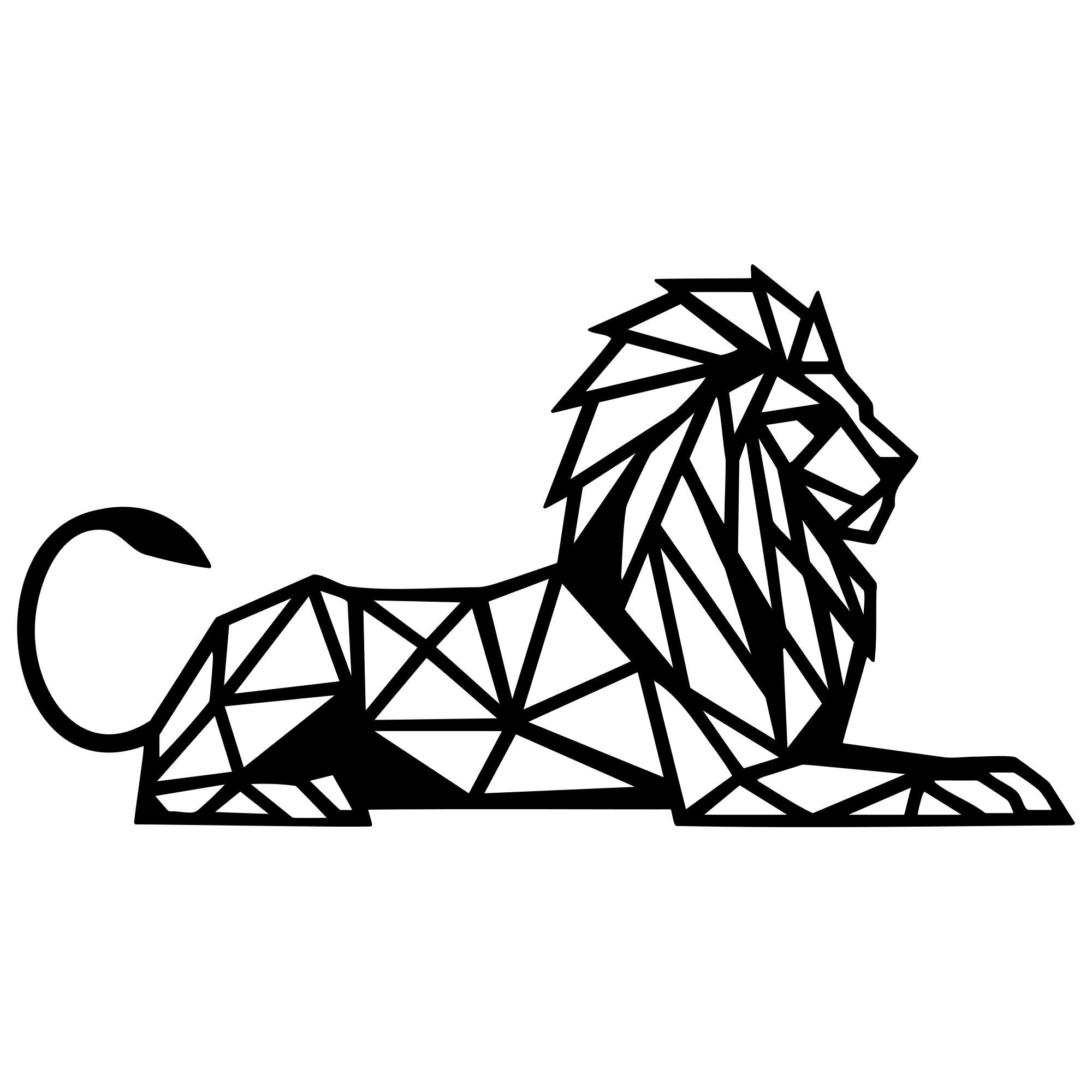 Geometric Lion DXF File – CNC Cutting Design | AWLION1375