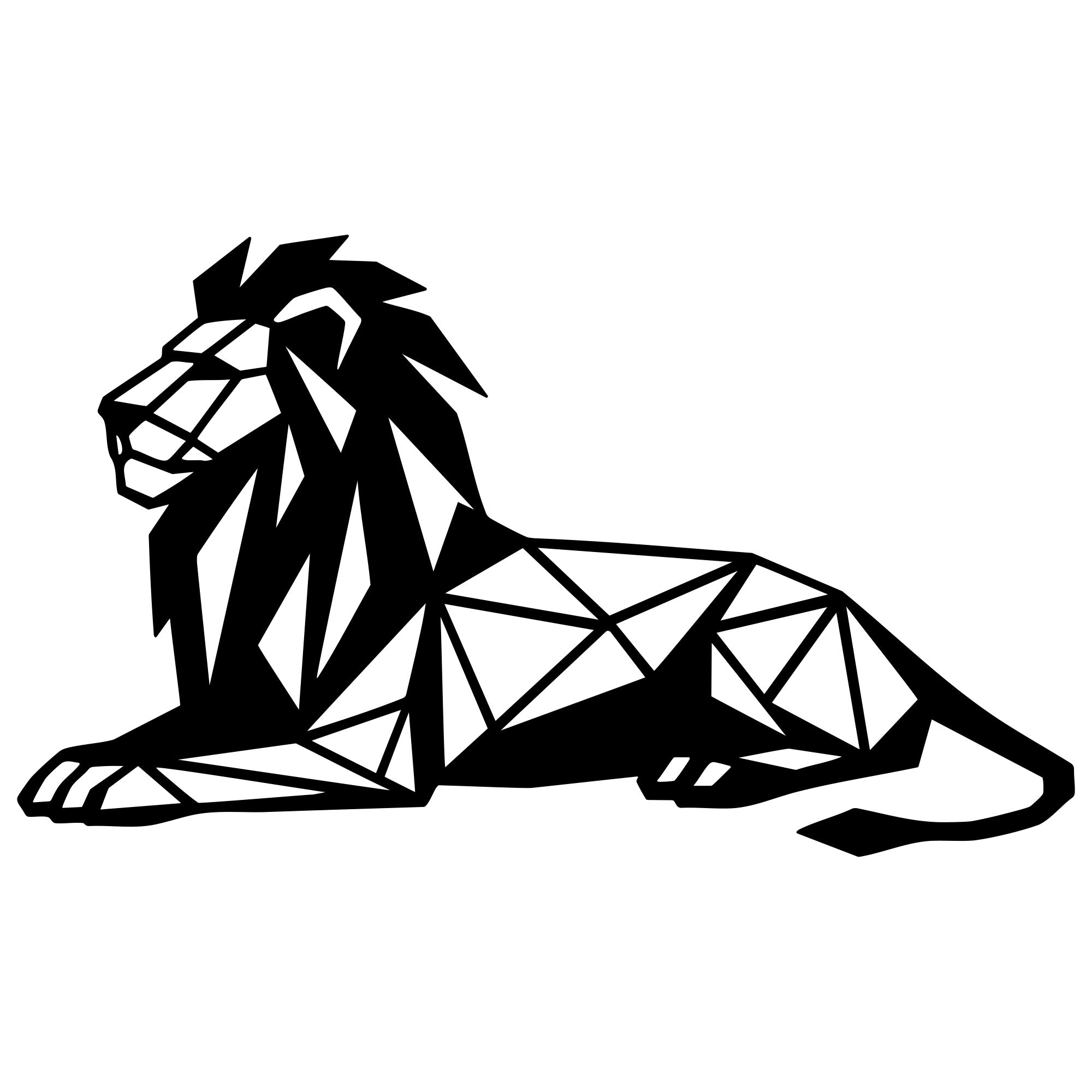 Geometric Lion DXF File – CNC Cutting Design | AWLION1380