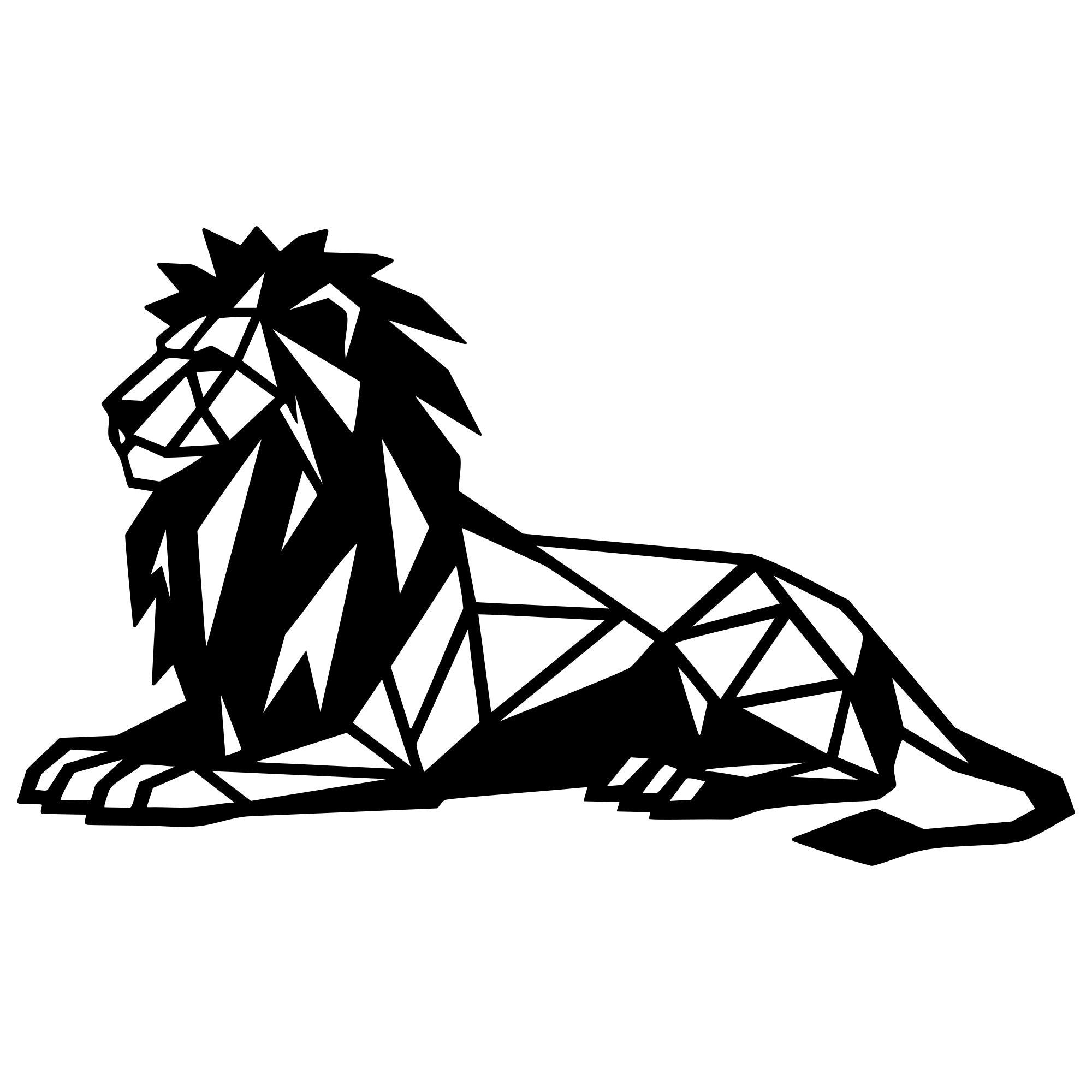 Geometric Lion DXF File – CNC Cutting Design | AWLION1382