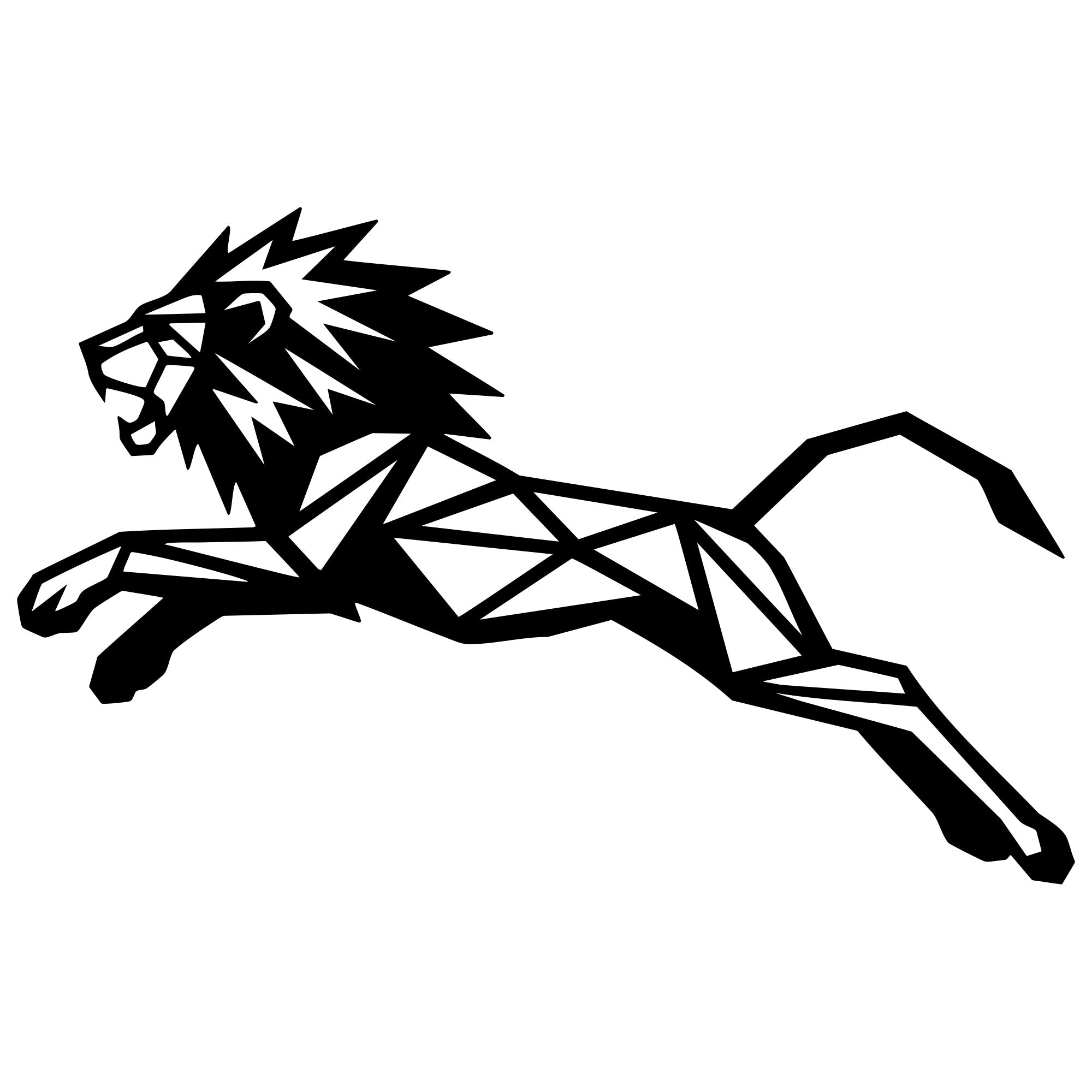 Geometric Lion DXF File – CNC Cutting Design | AWLION1384