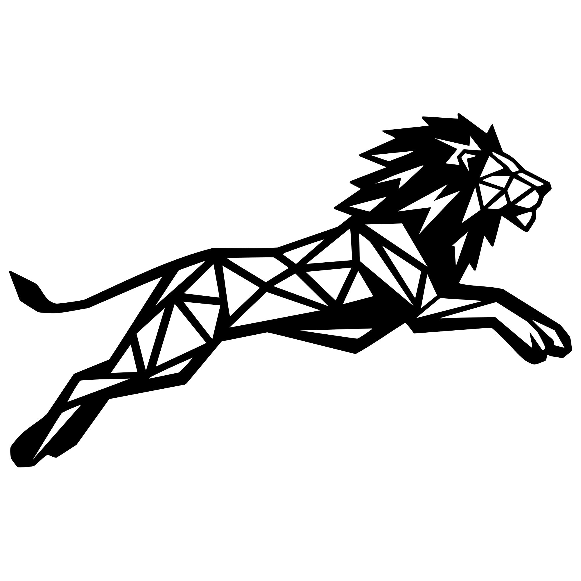 Geometric Lion DXF File – CNC Cutting Design | AWLION1385