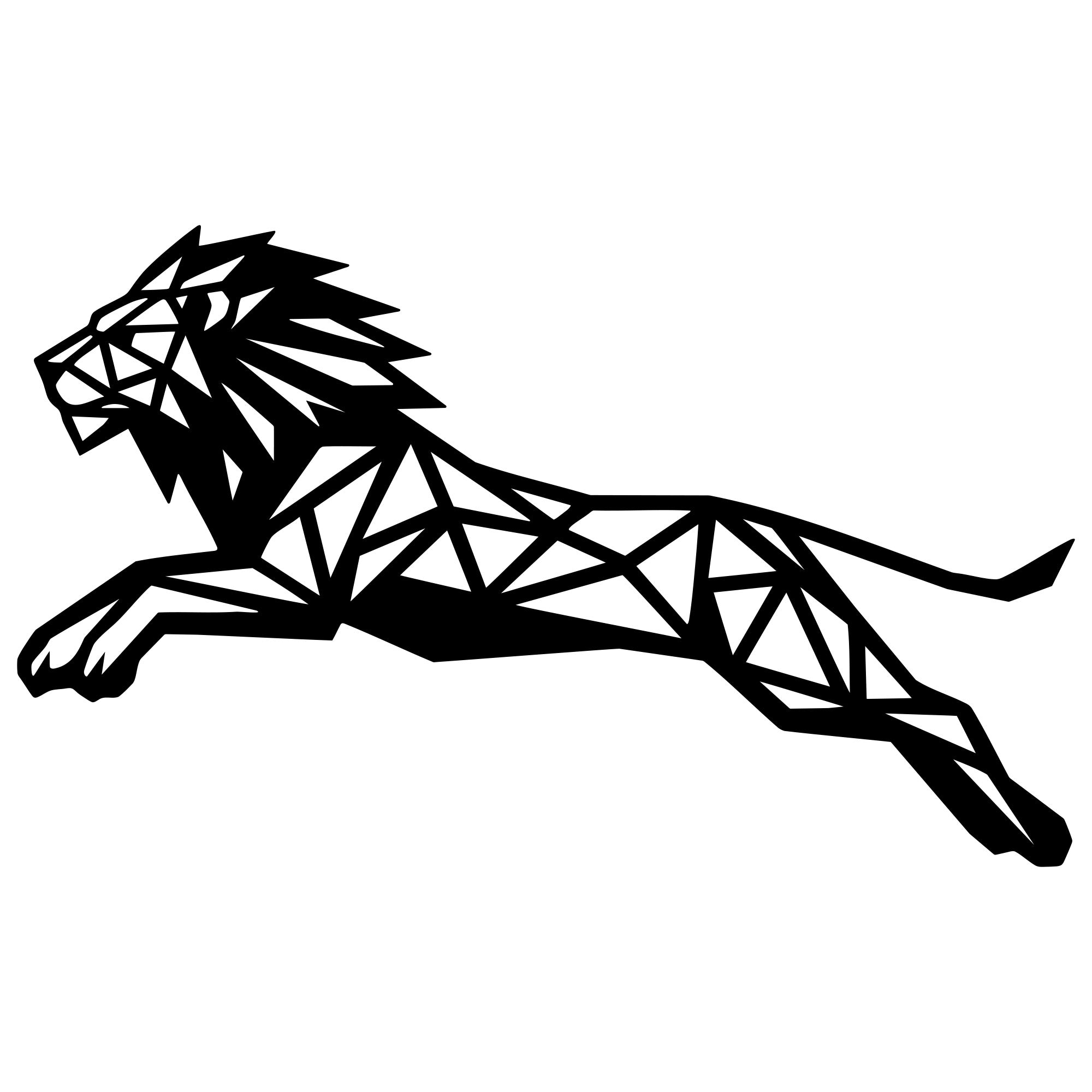 Geometric Lion DXF File – CNC Cutting Design | AWLION1386