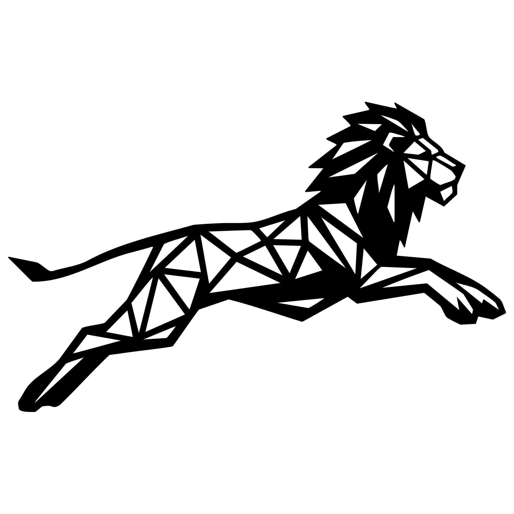 Geometric Lion DXF File – CNC Cutting Design | AWLION1387
