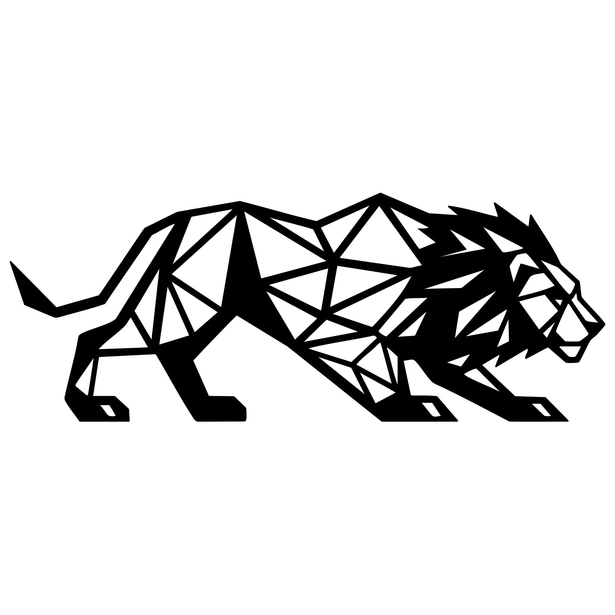 Geometric Lion DXF File – CNC Cutting Design | AWLION1389