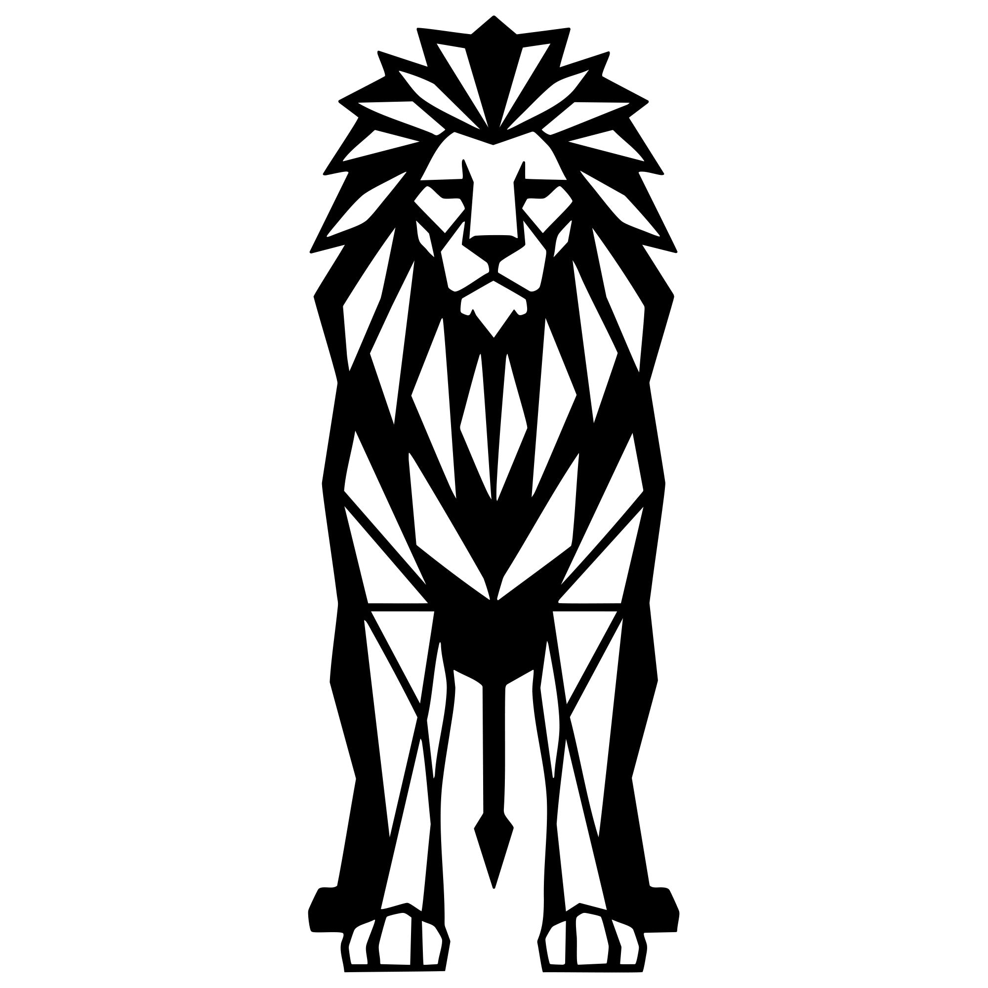 Geometric Lion DXF File – CNC Cutting Design | AWLION1396