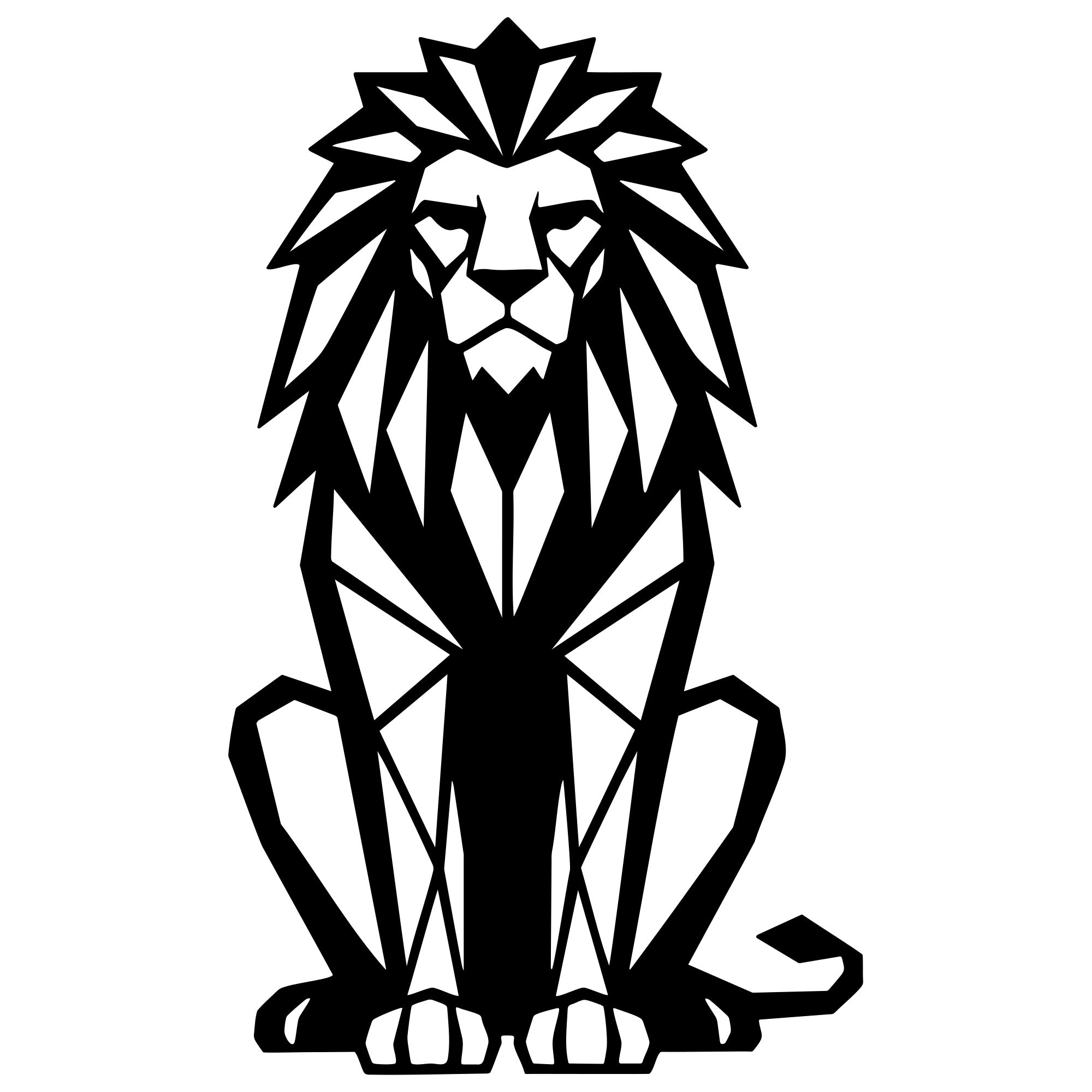 Geometric Lion DXF File – CNC Cutting Design | AWLION1397