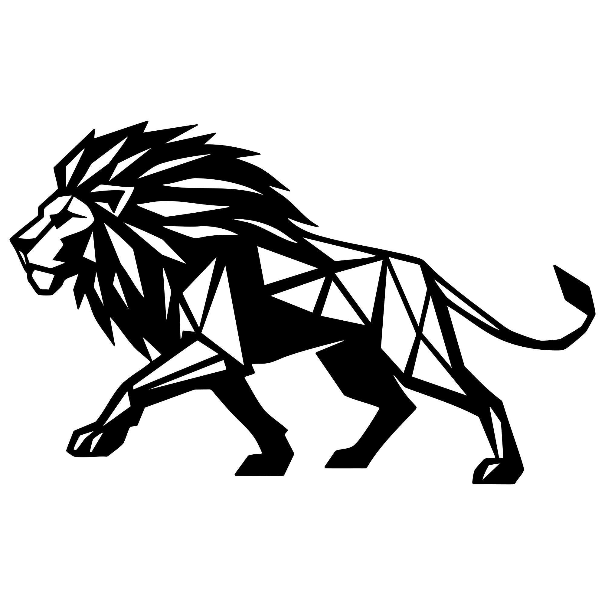Geometric Lion DXF File – CNC Cutting Design | AWLION1400