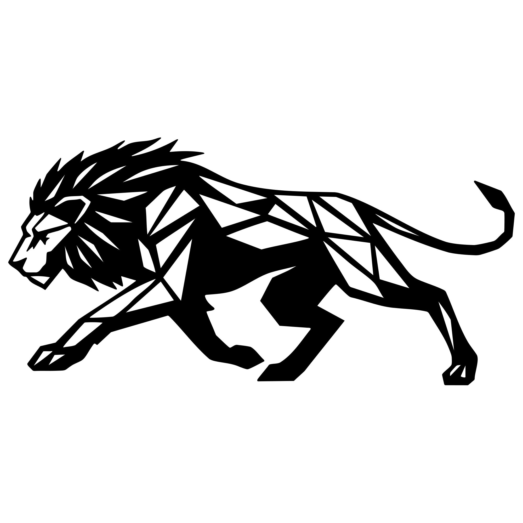 Geometric Lion DXF File – CNC Cutting Design | AWLION1402