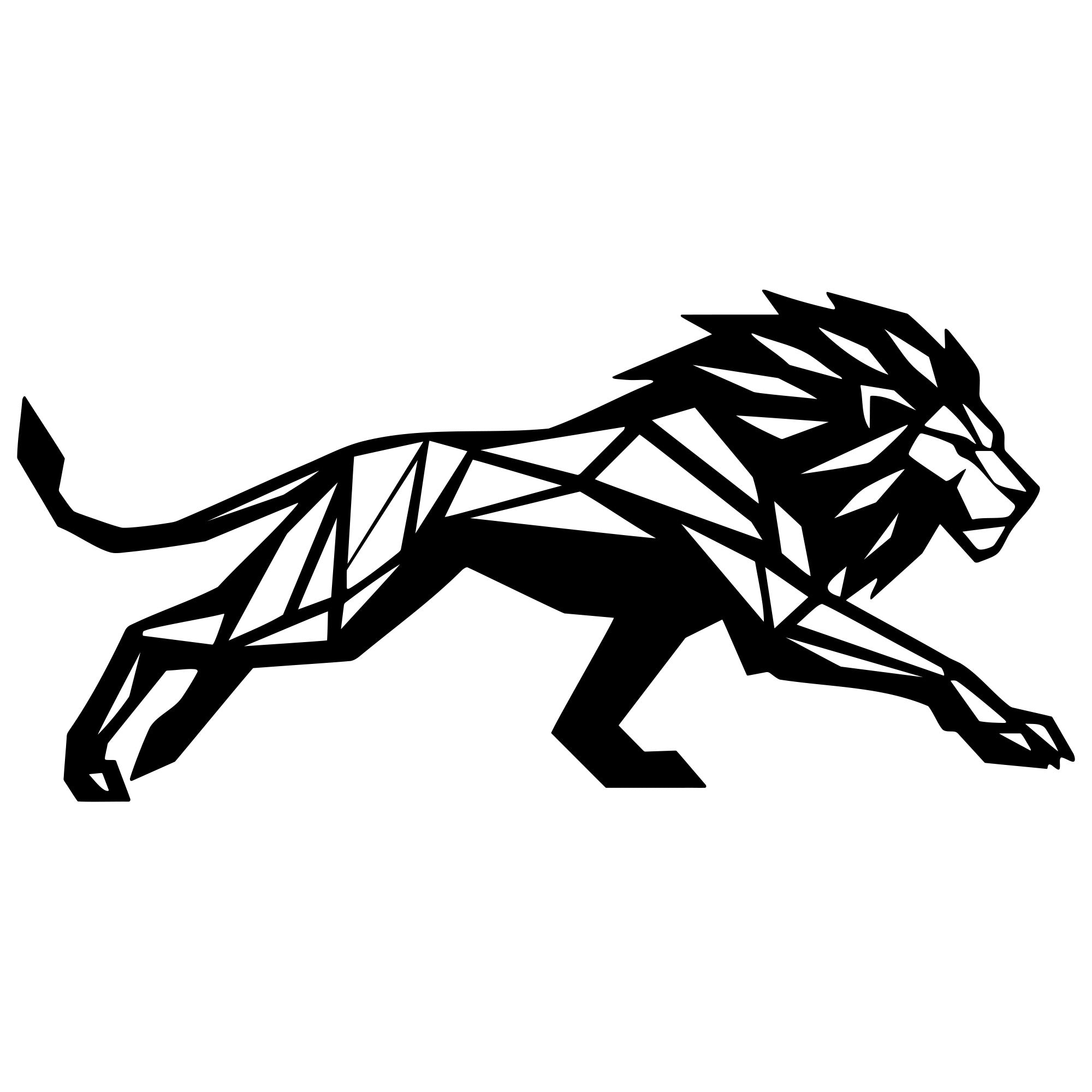 Geometric Lion DXF File – CNC Cutting Design | AWLION1403