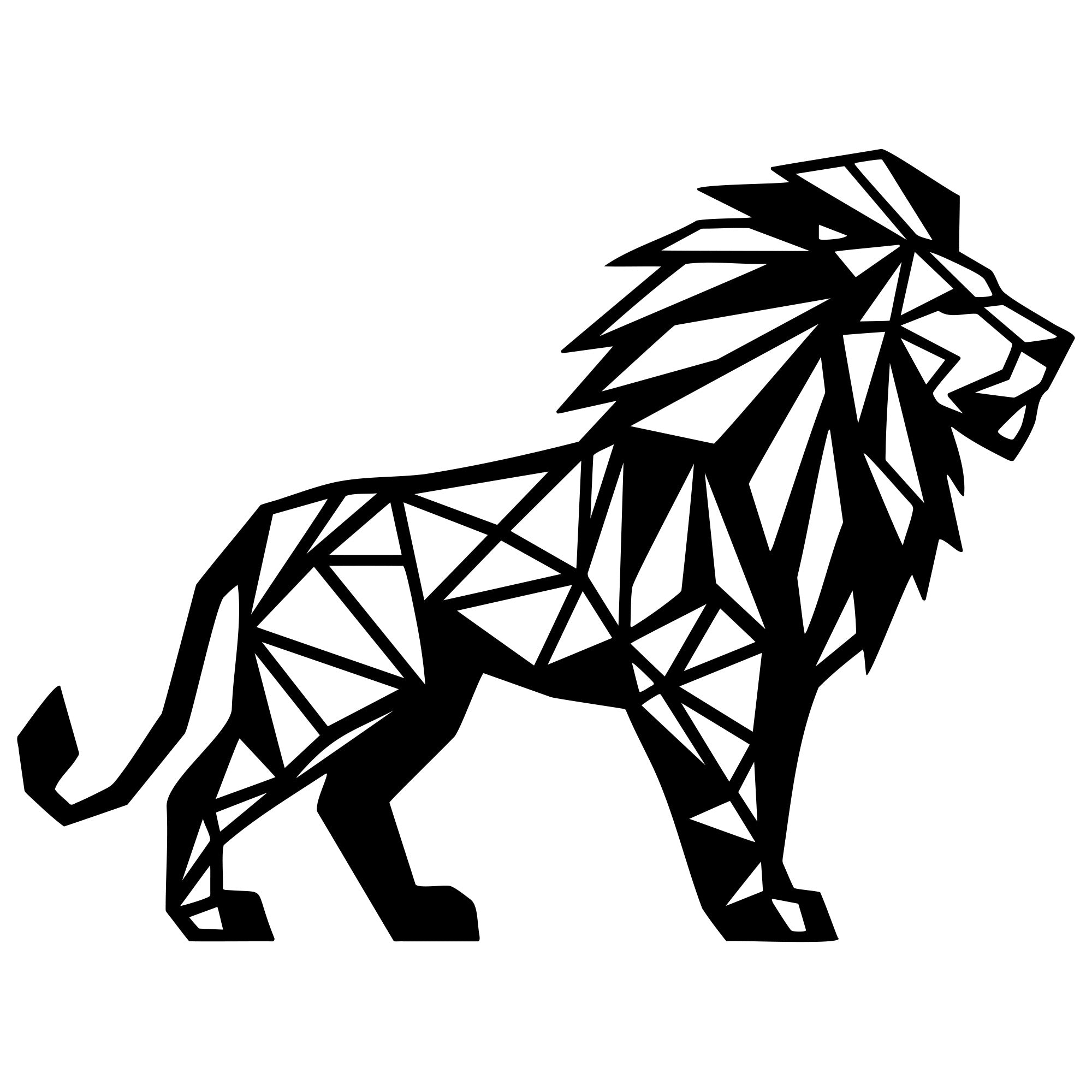 Geometric Lion DXF File – CNC Cutting Design | AWLION1405
