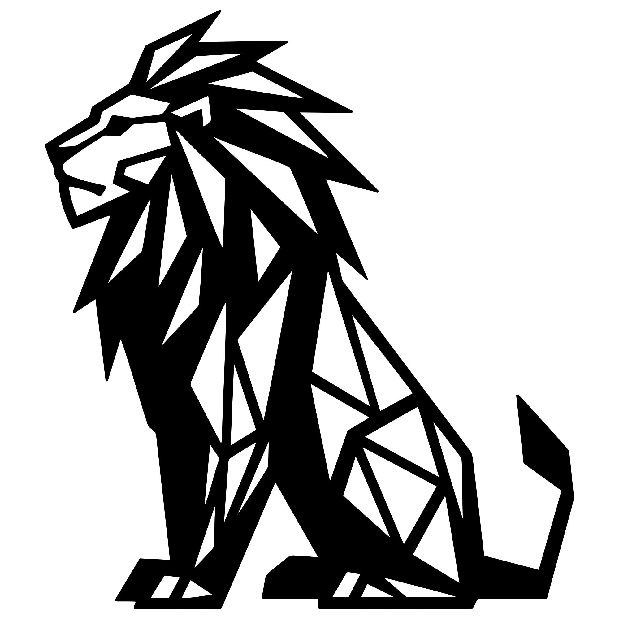 Geometric Lion DXF File – CNC Cutting Design | AWLION1408