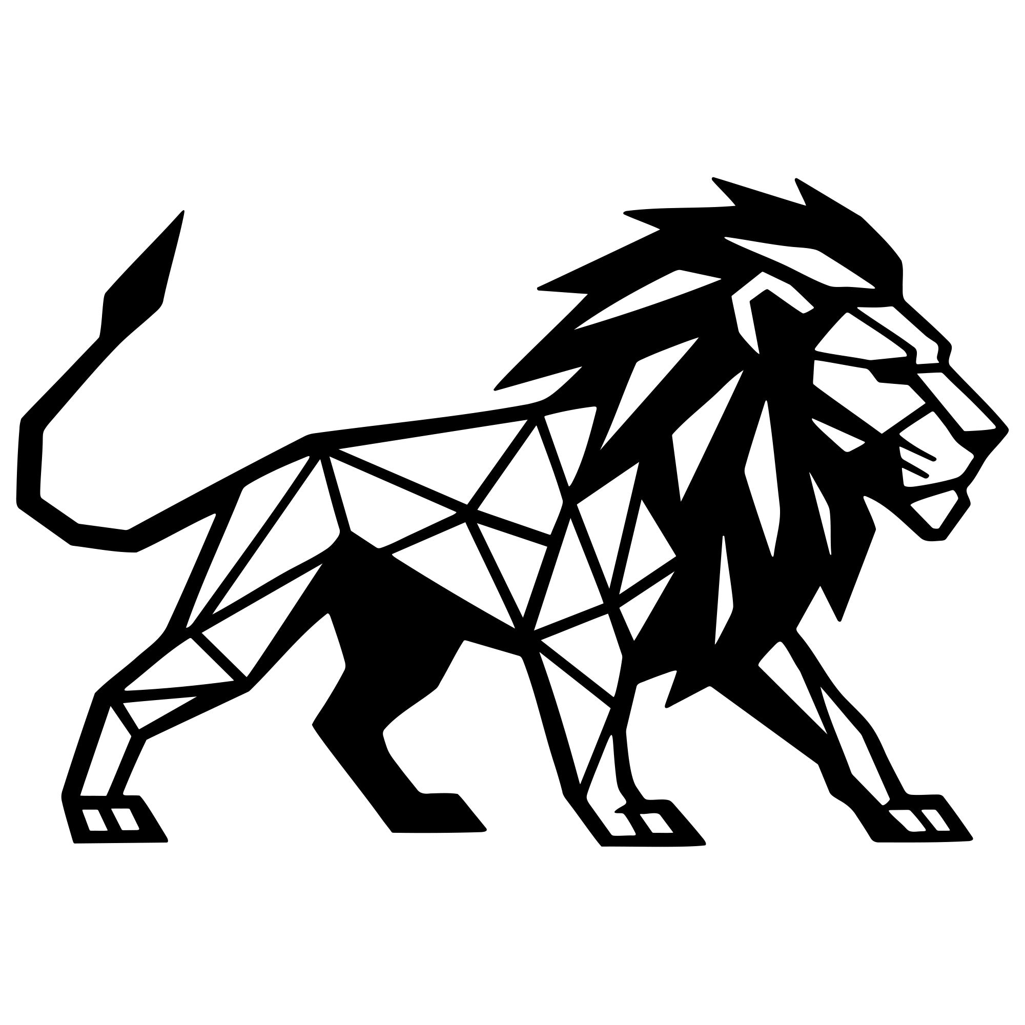 Geometric Lion DXF File – CNC Cutting Design | AWLION1409