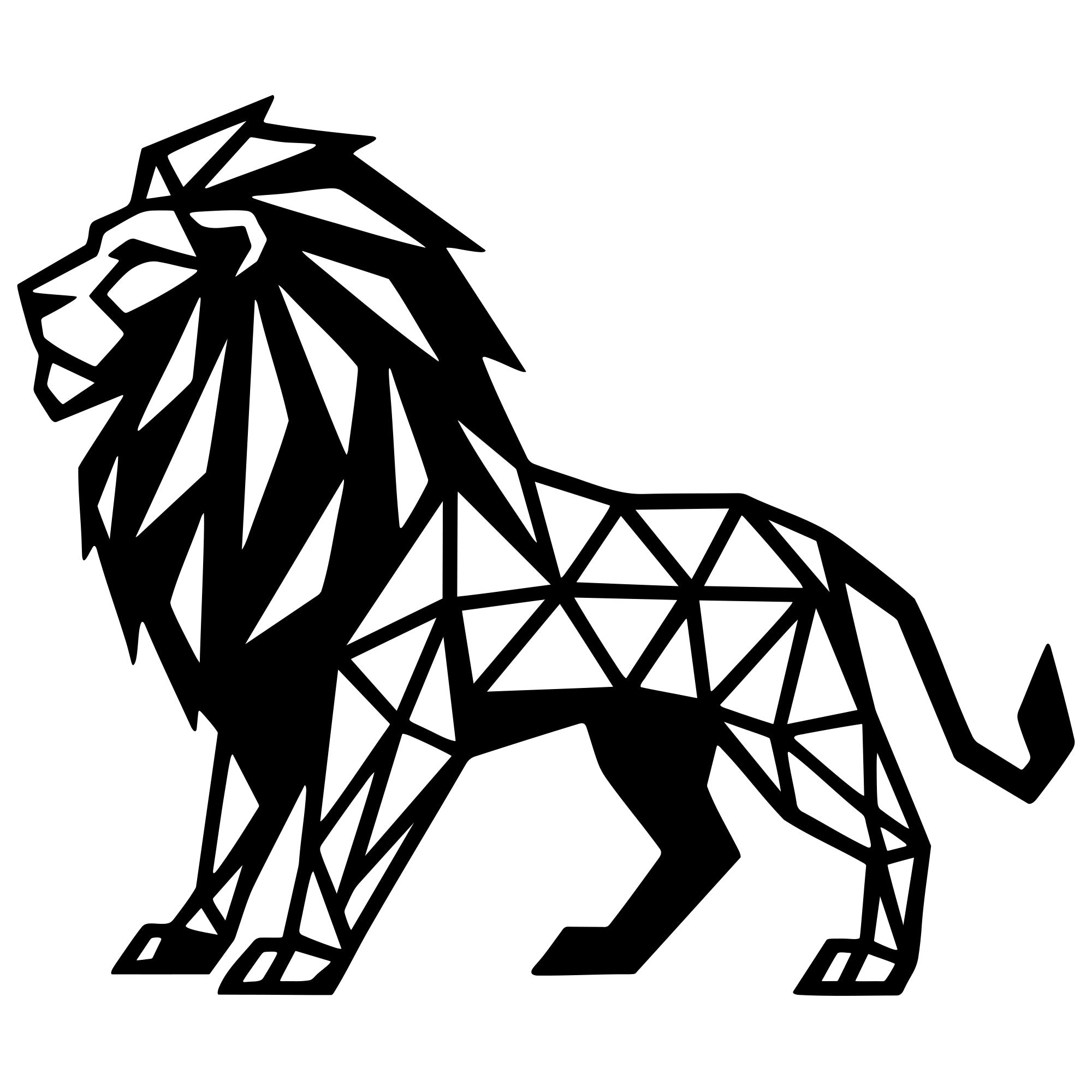 Geometric Lion DXF File – CNC Cutting Design | AWLION1416