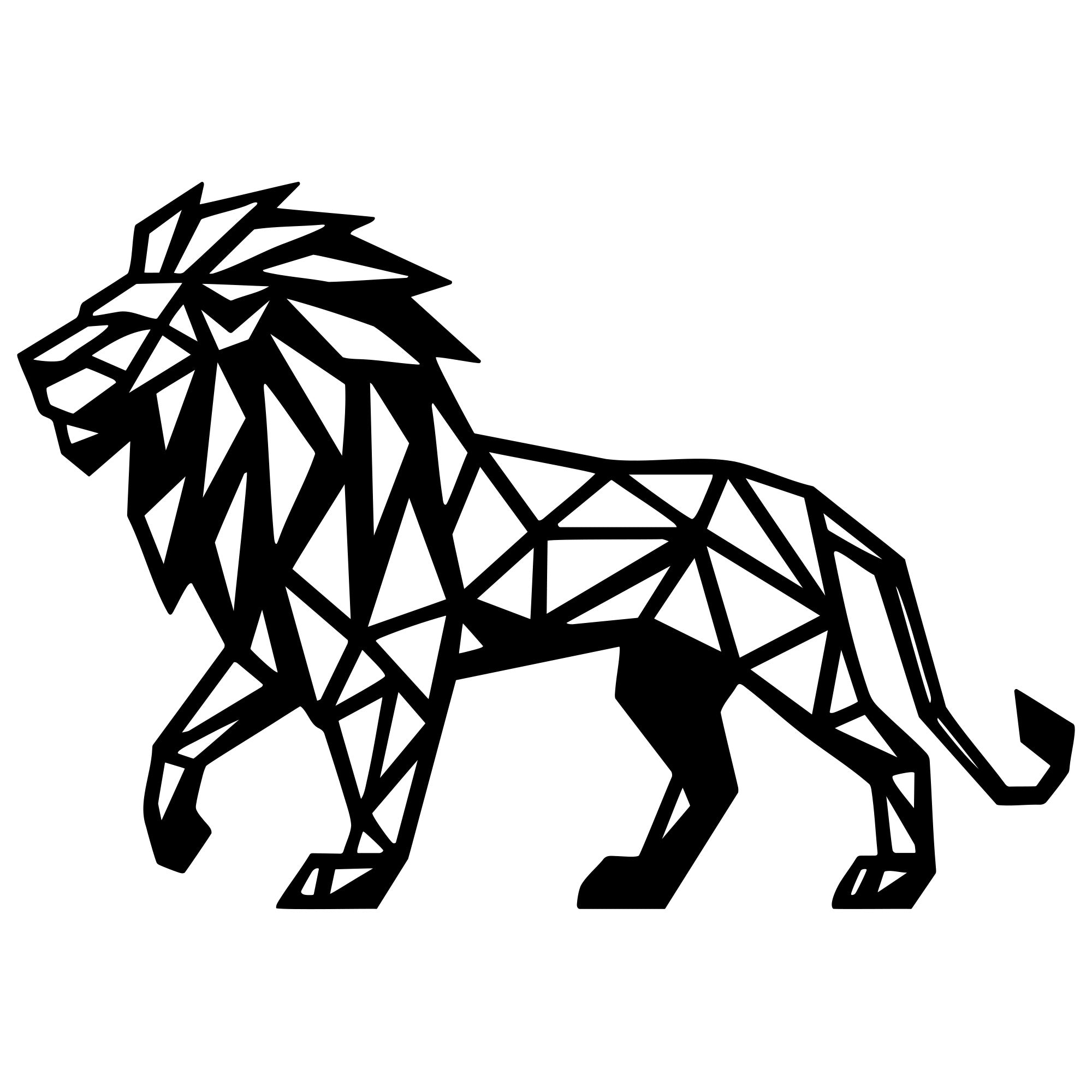 Geometric Lion DXF File – CNC Cutting Design | AWLION1418