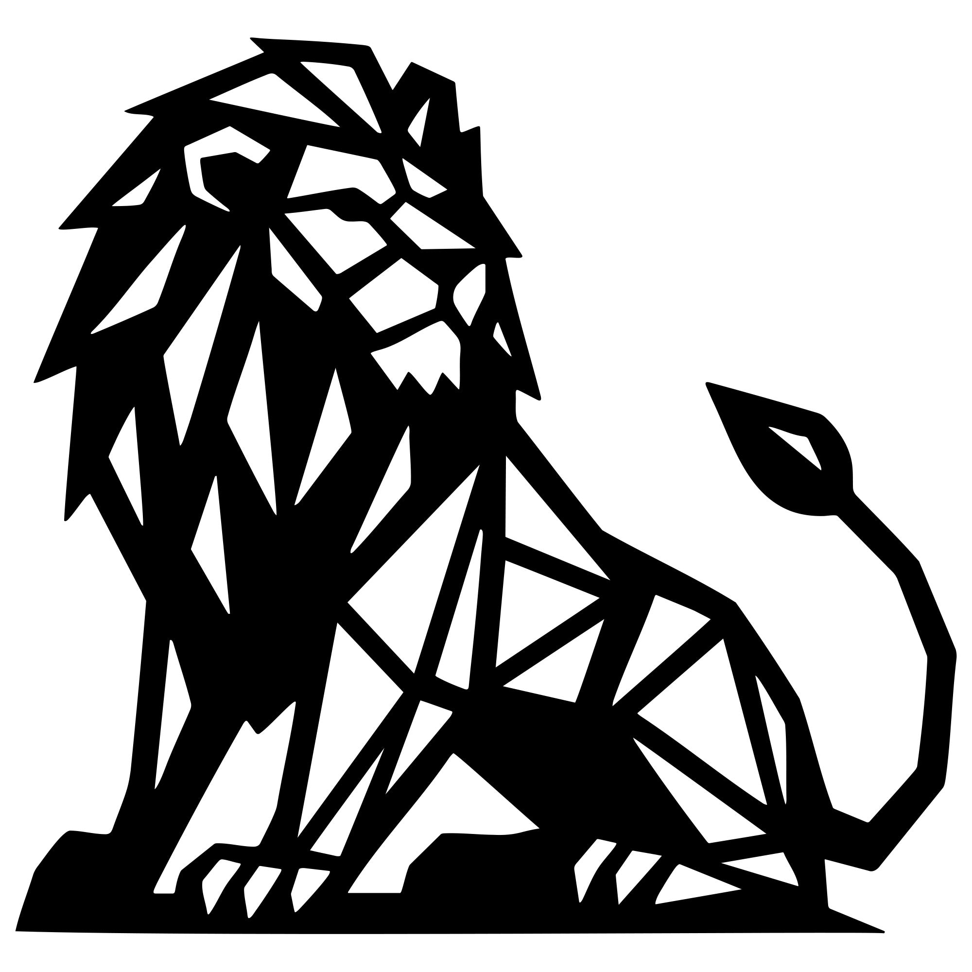 Geometric Lion DXF File – CNC Cutting Design | AWLION1420