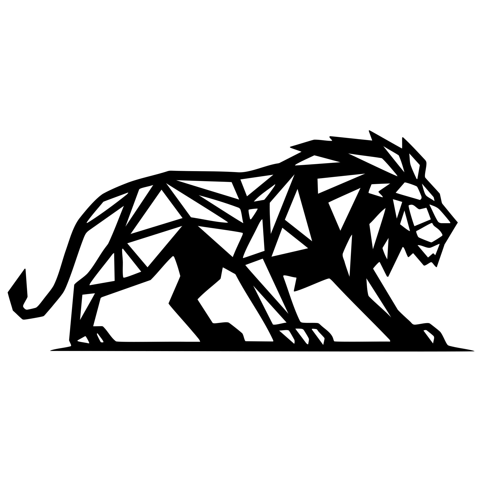 Geometric Lion DXF File – CNC Cutting Design | AWLION1421