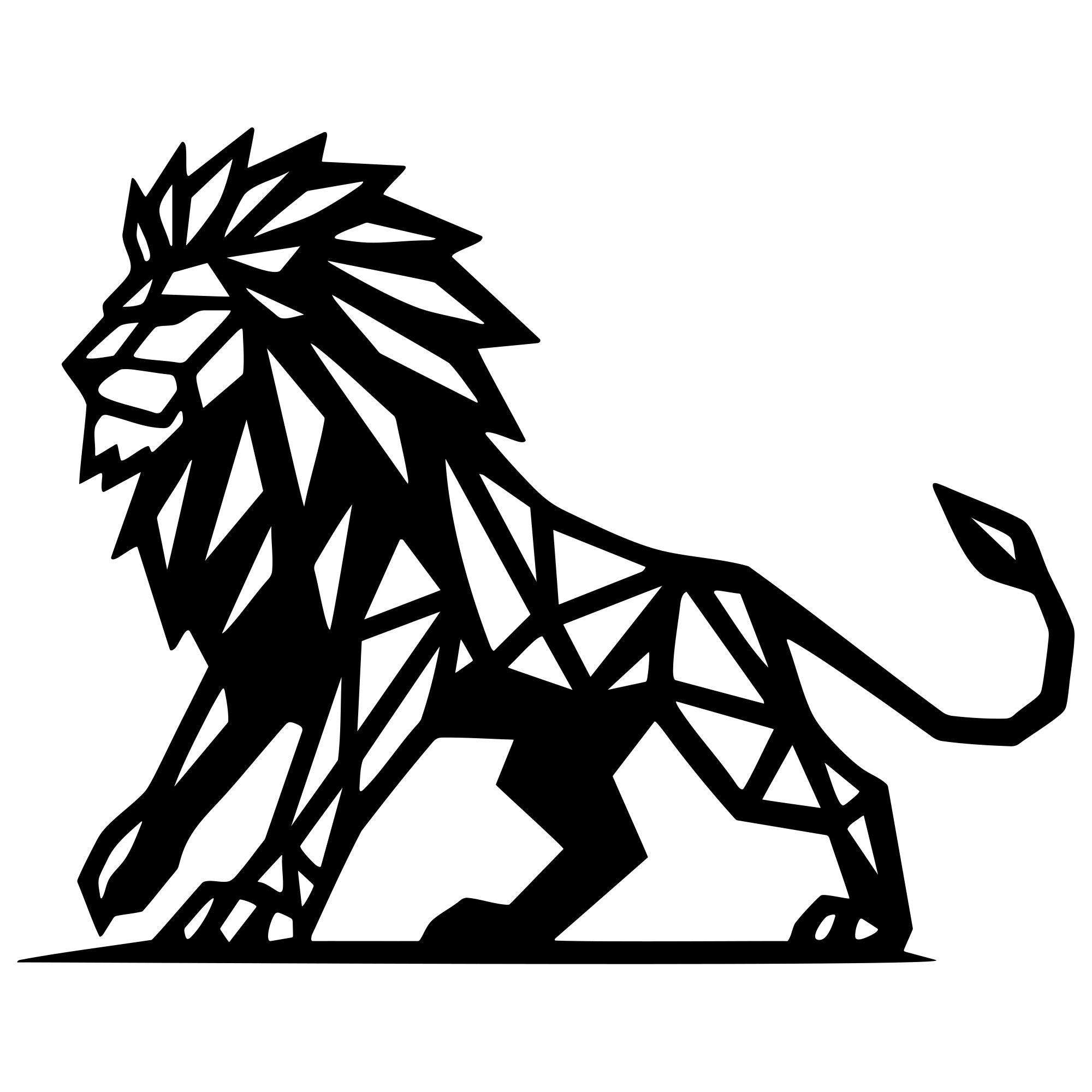 Geometric Lion DXF File – CNC Cutting Design | AWLION1422