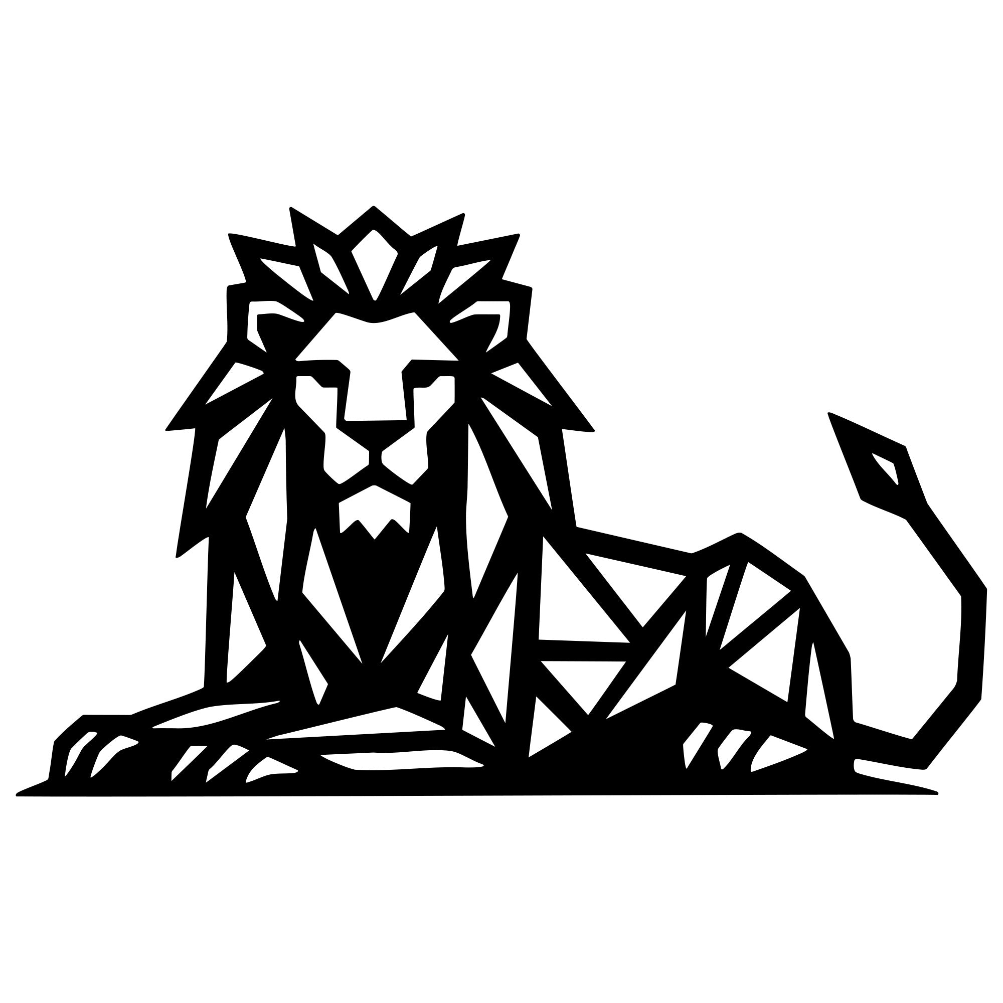 Geometric Lion DXF File – CNC Cutting Design | AWLION1423