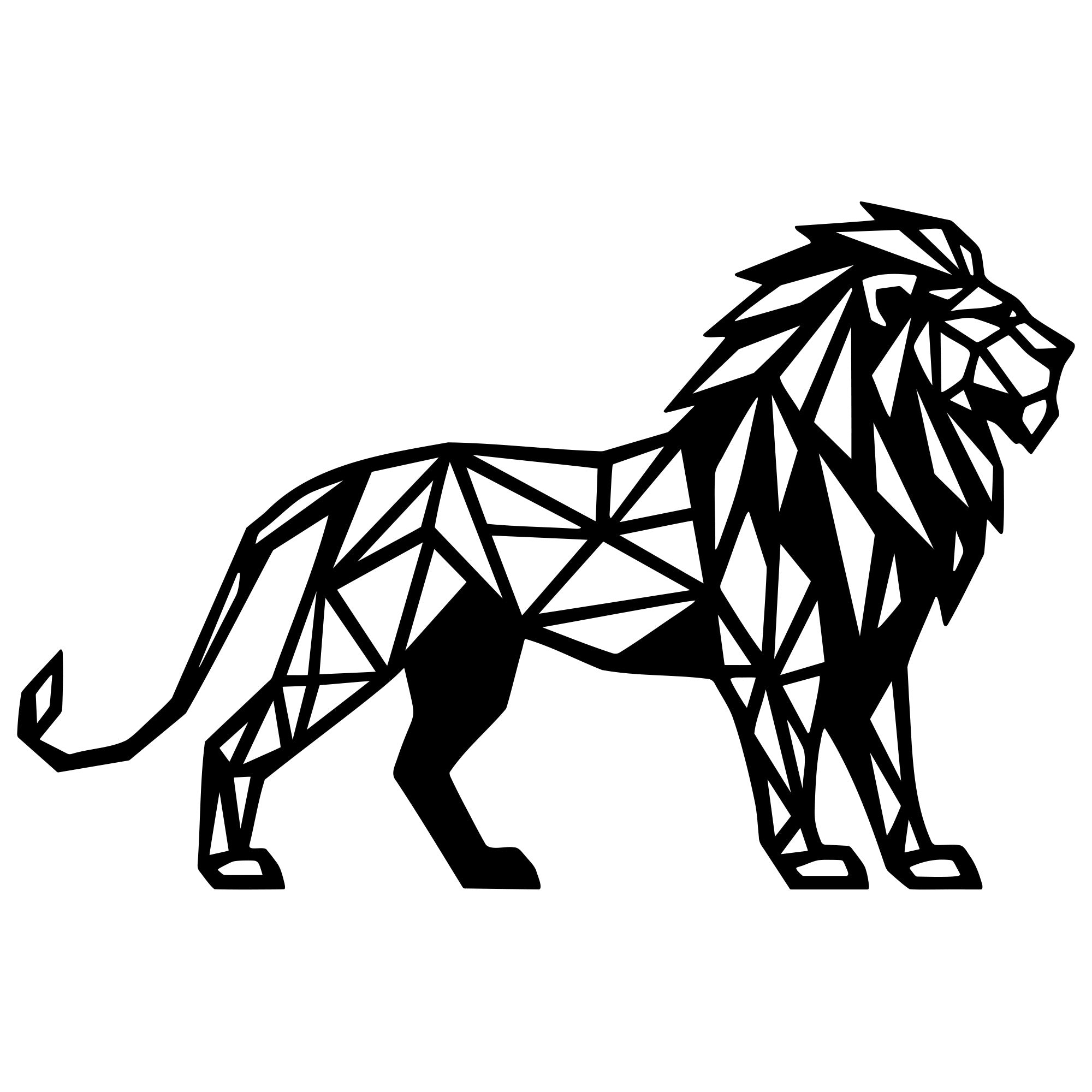Geometric Lion DXF File – CNC Cutting Design | AWLION1424