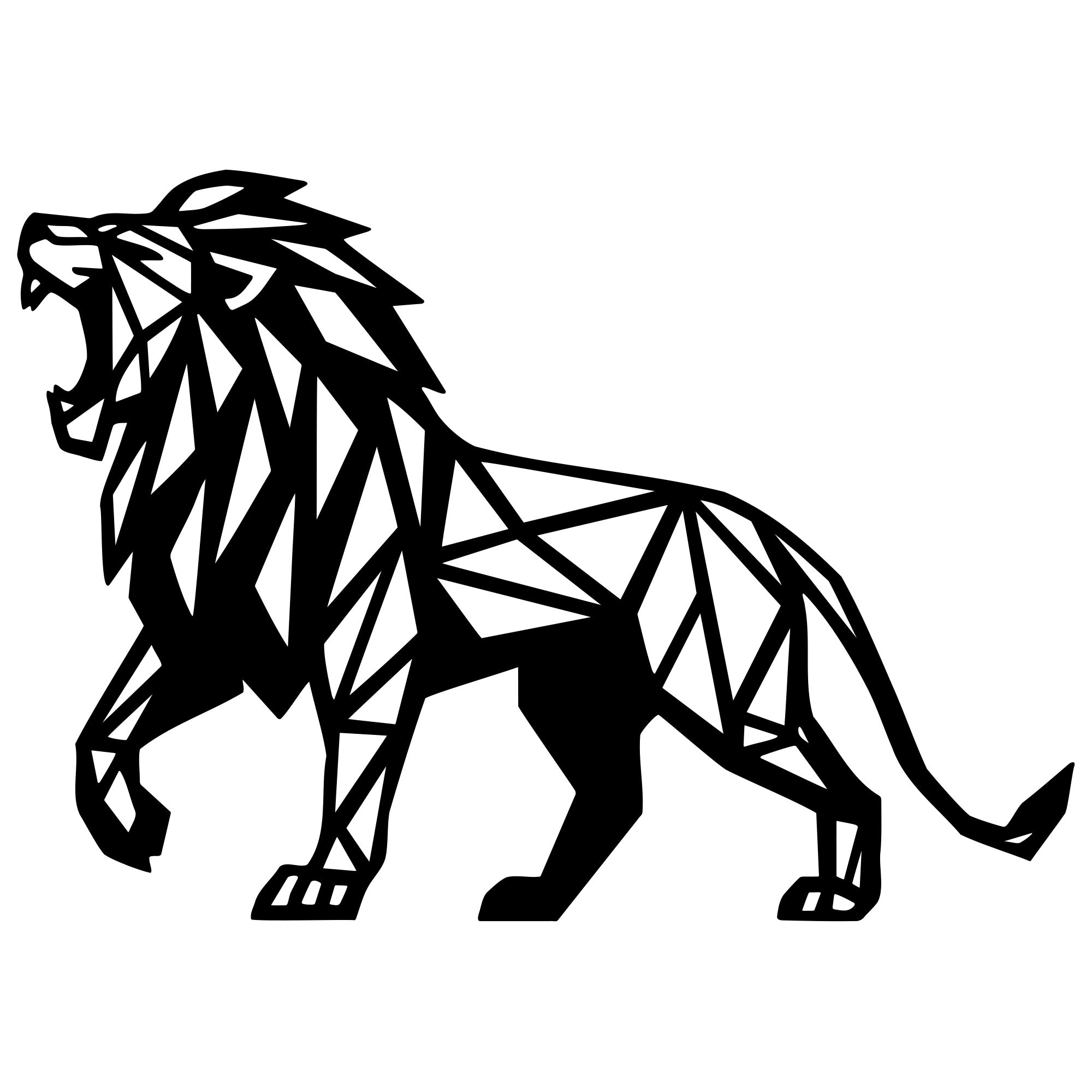Geometric Lion DXF File – CNC Cutting Design | AWLION1425