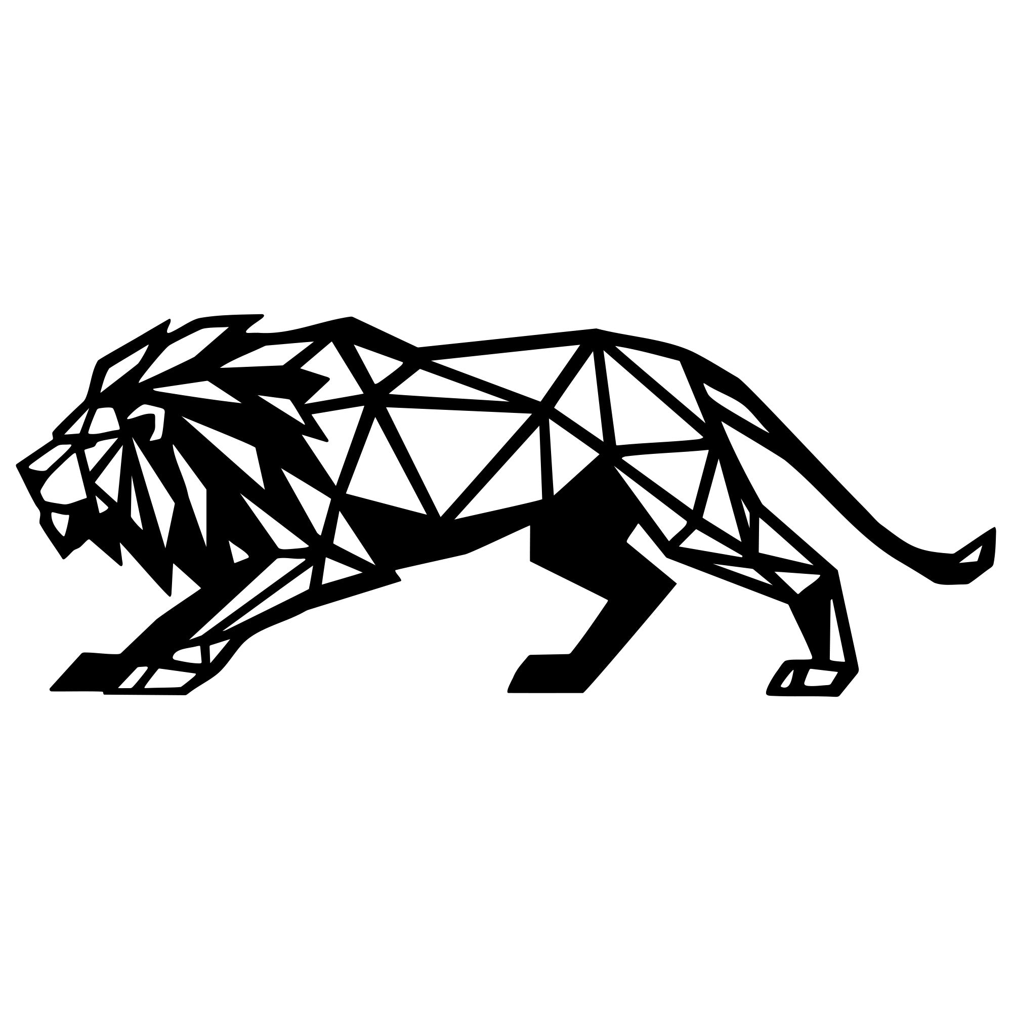 Geometric Lion DXF File – CNC Cutting Design | AWLION1427